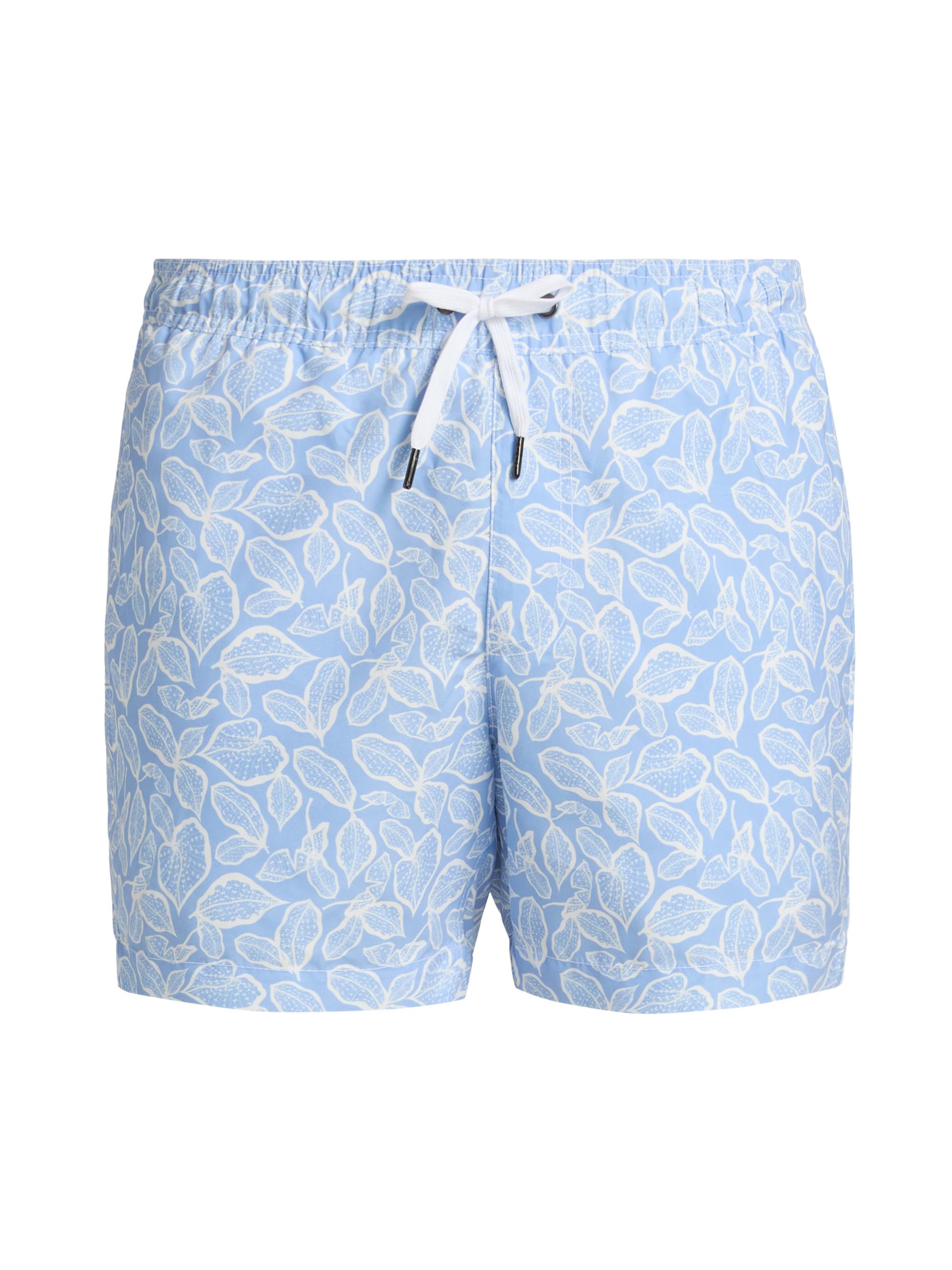 Saks Fifth Avenue Men's COLLECTION Tropical Leaf Print Drawstring Swim Shorts - Storm Multi