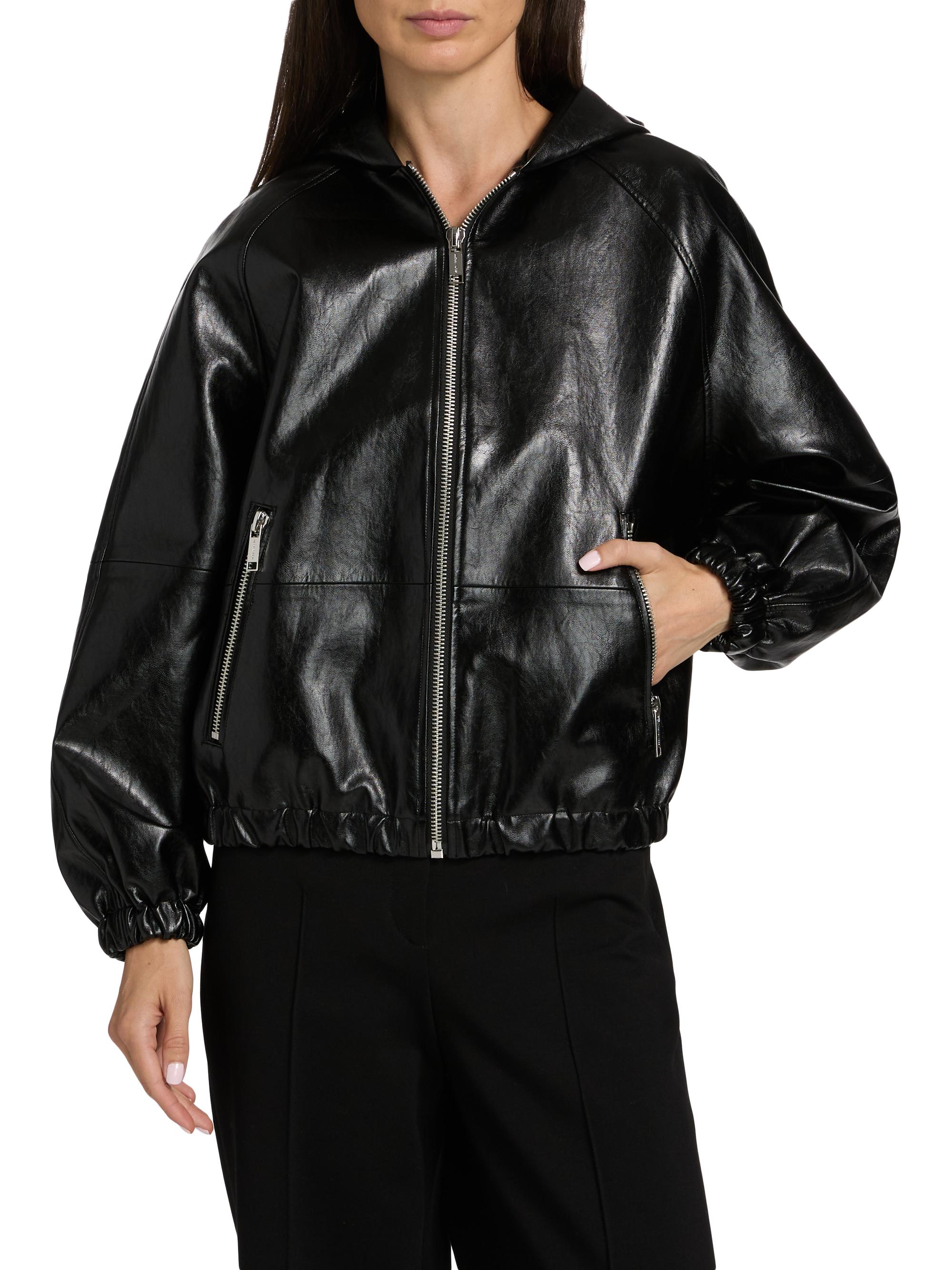 パーカー LEANN MOMENT unisex Faux Leather Hoodie Faux Leather Sherpa Hooded Jacket | Hot Topic