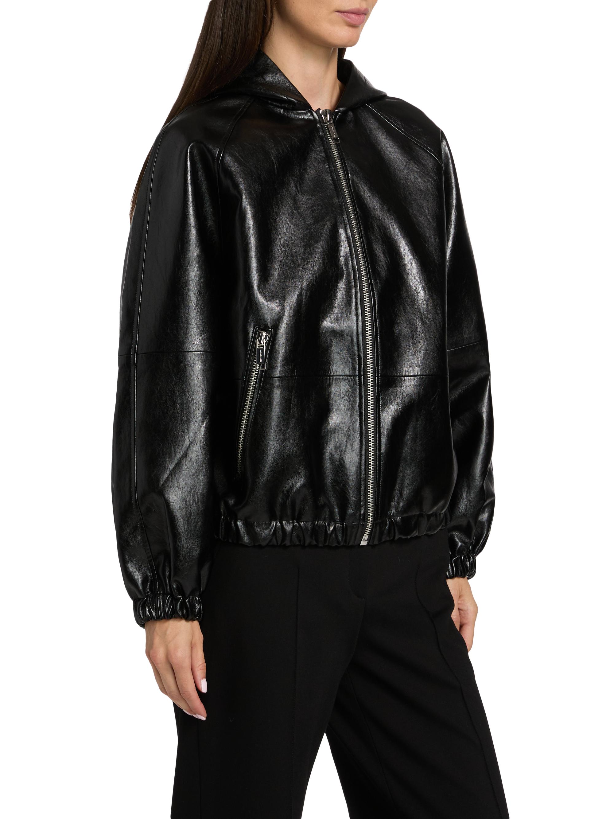 MICHAEL Michael Kors Faux-Leather Zip-Front Hoodie | Saks Fifth Avenue
