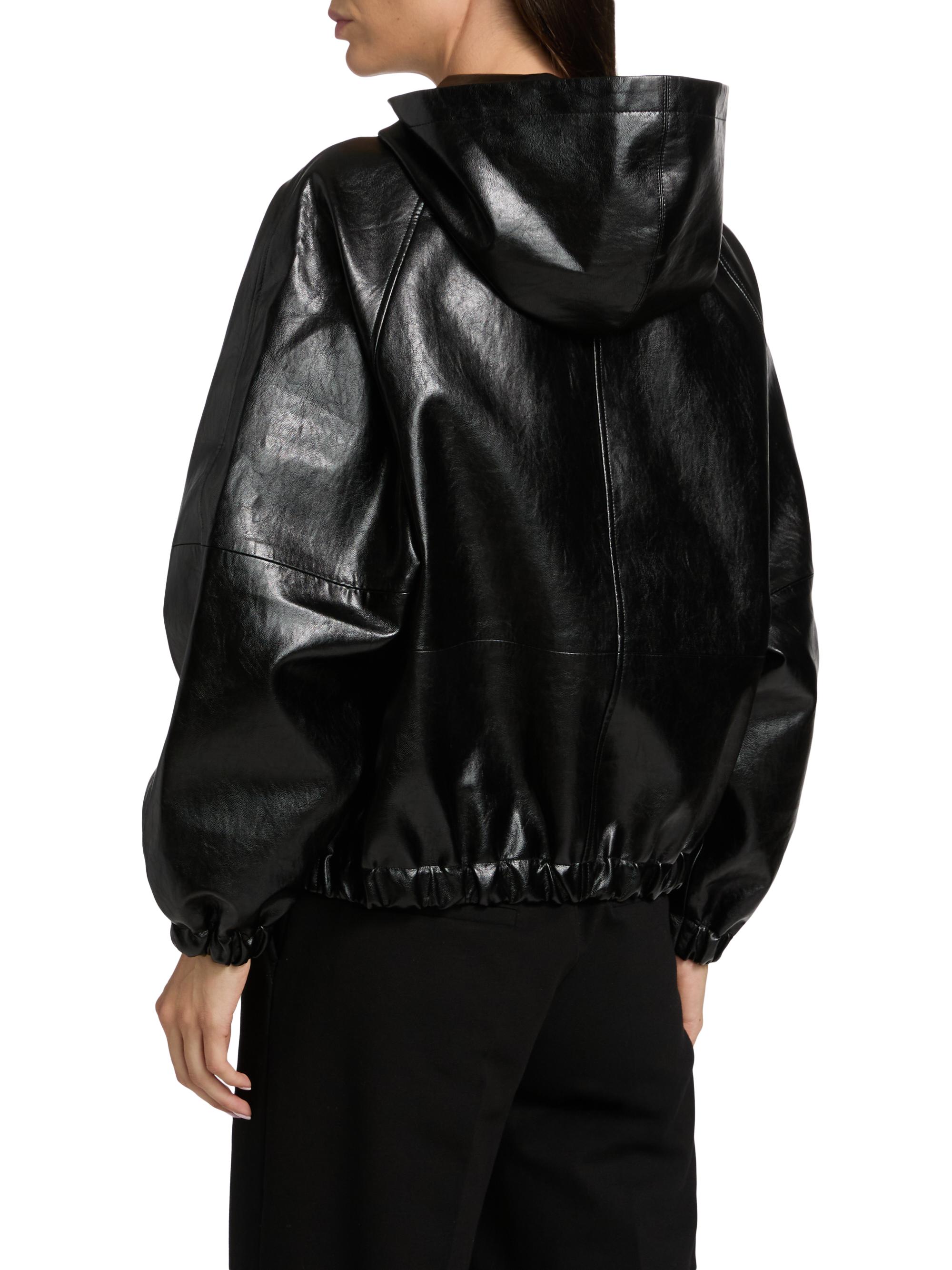 MICHAEL Michael Kors Faux-Leather Zip-Front Hoodie | Saks Fifth Avenue