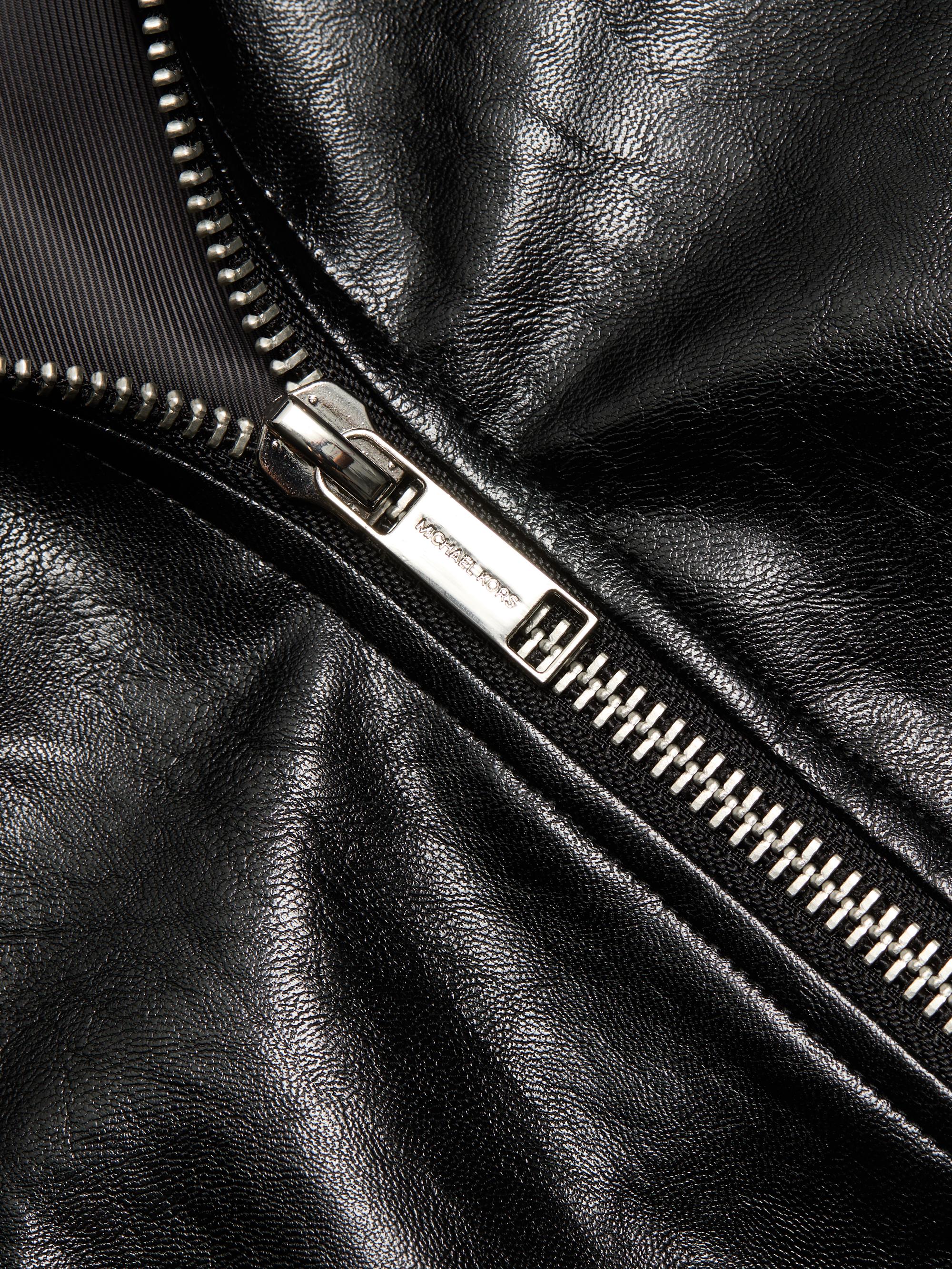 MICHAEL Michael Kors Faux-Leather Zip-Front Hoodie | Saks Fifth Avenue