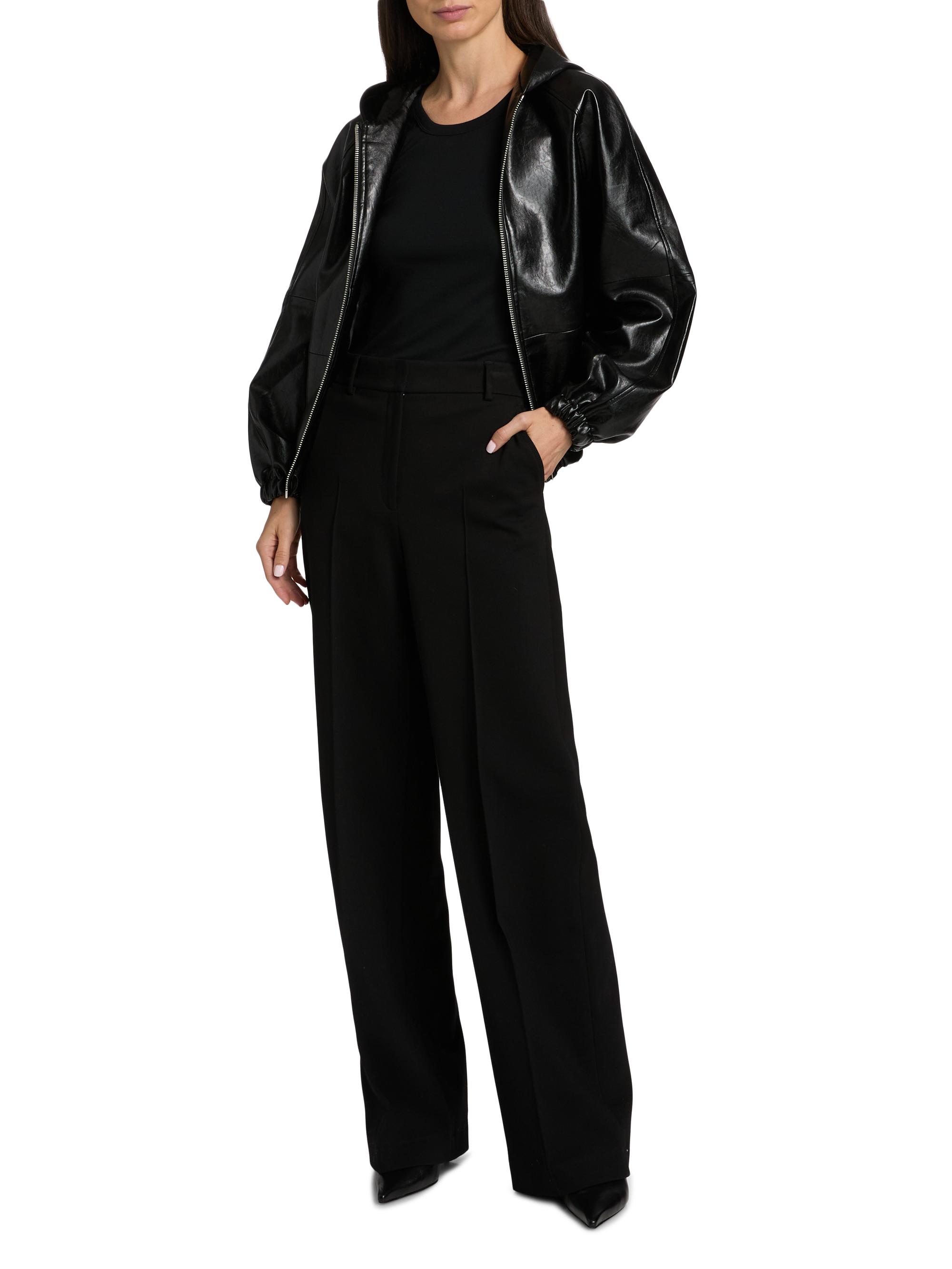MICHAEL Michael Kors Faux-Leather Zip-Front Hoodie | Saks Fifth Avenue