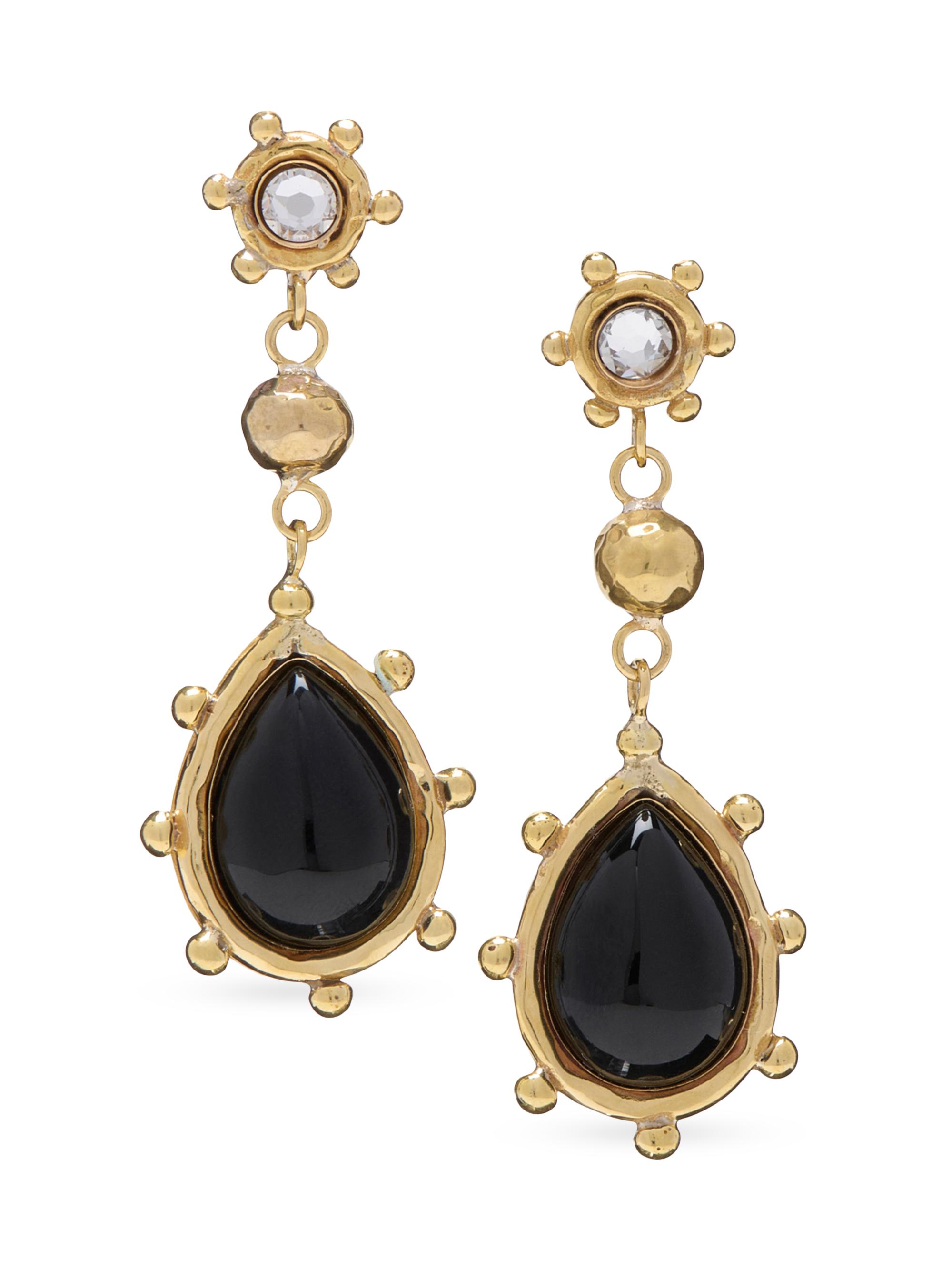 Ulla Johnson Kaja Goldtone, Black Onyx Glass Crystal Drop