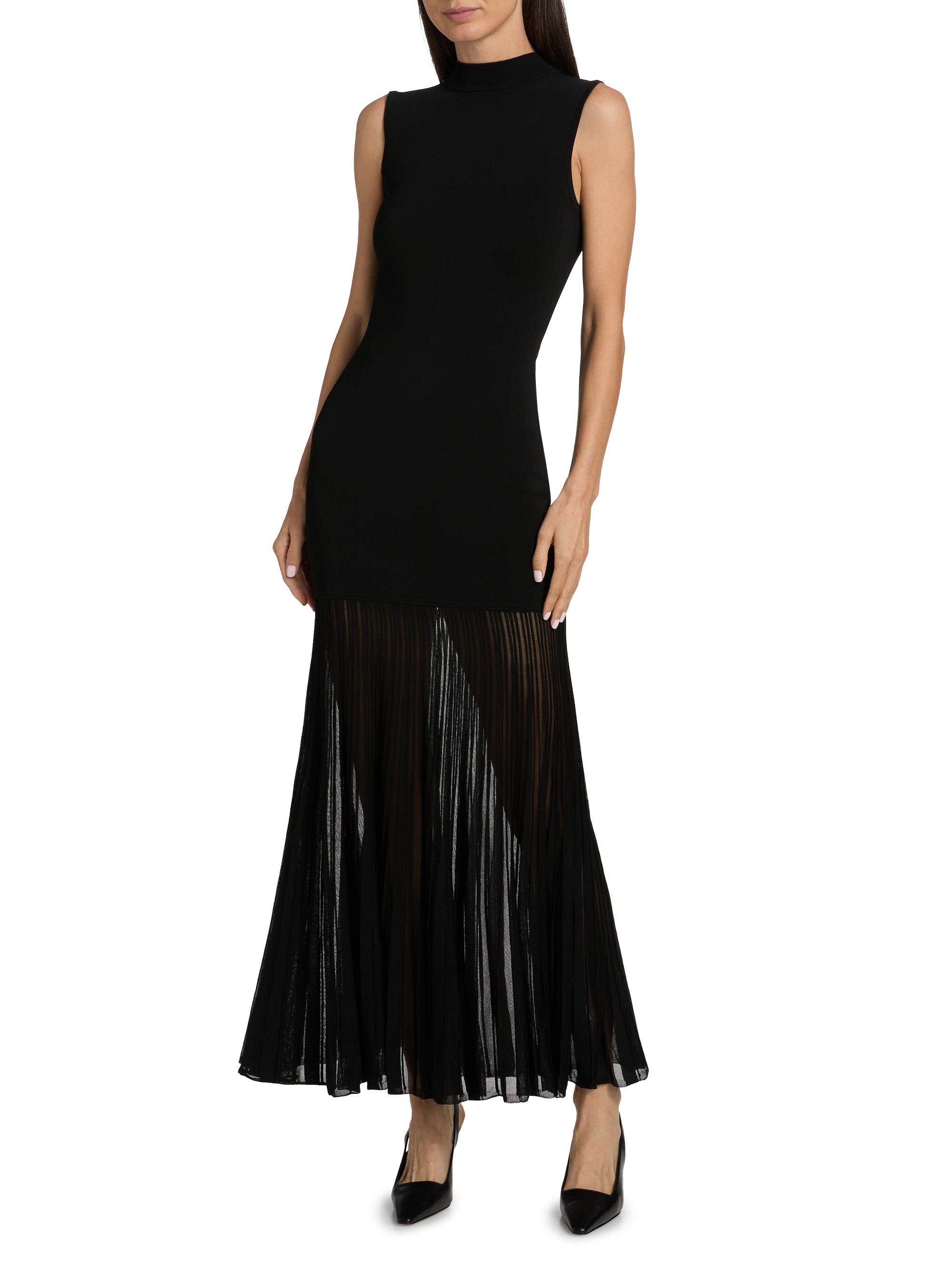 Michael Kors Women's Mock Neck Sheer Maxi Dress - Black - Size XL