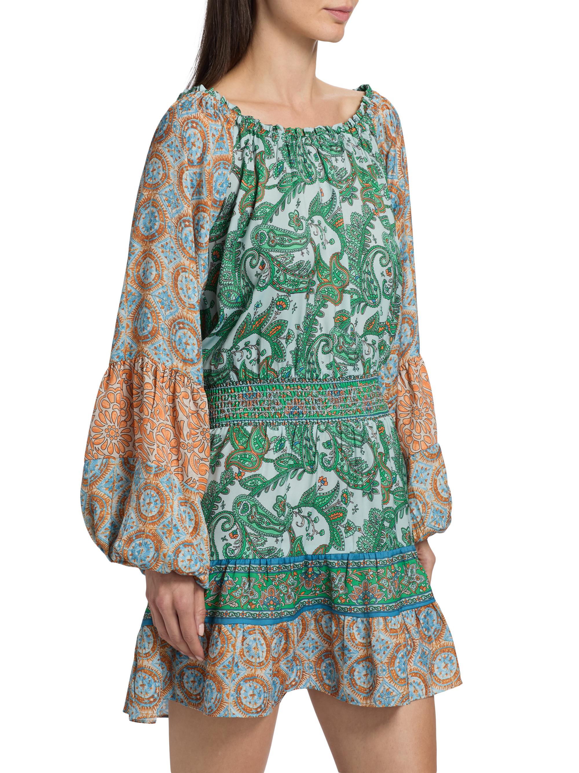 Ramy Brook Claudine Paisley Balloon-Sleeve Minidress | Saks Fifth
