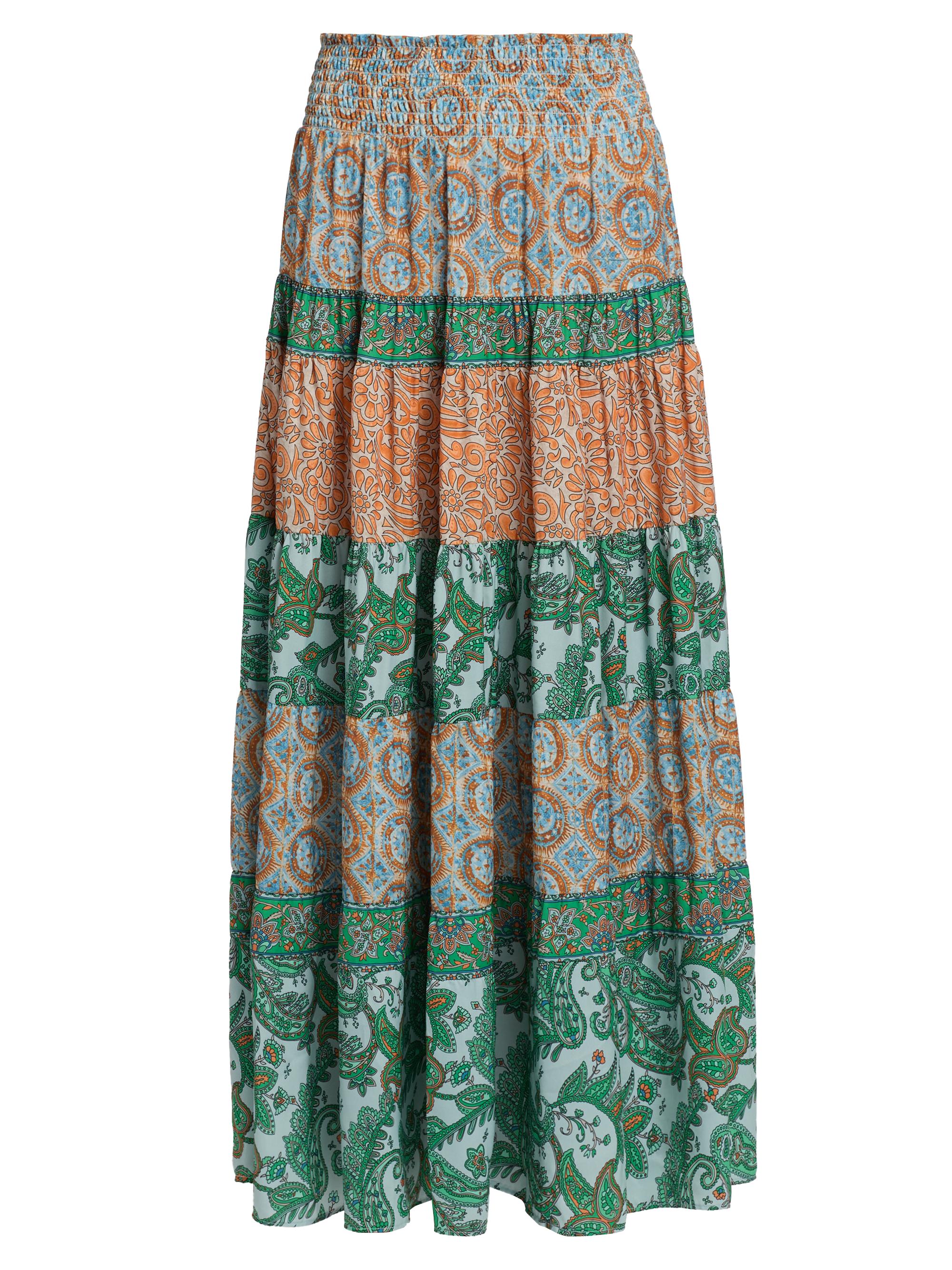 Ramy Brook Women's Dorotha Paisley Tiered Maxi Skirt - Bright Palm Patchwork