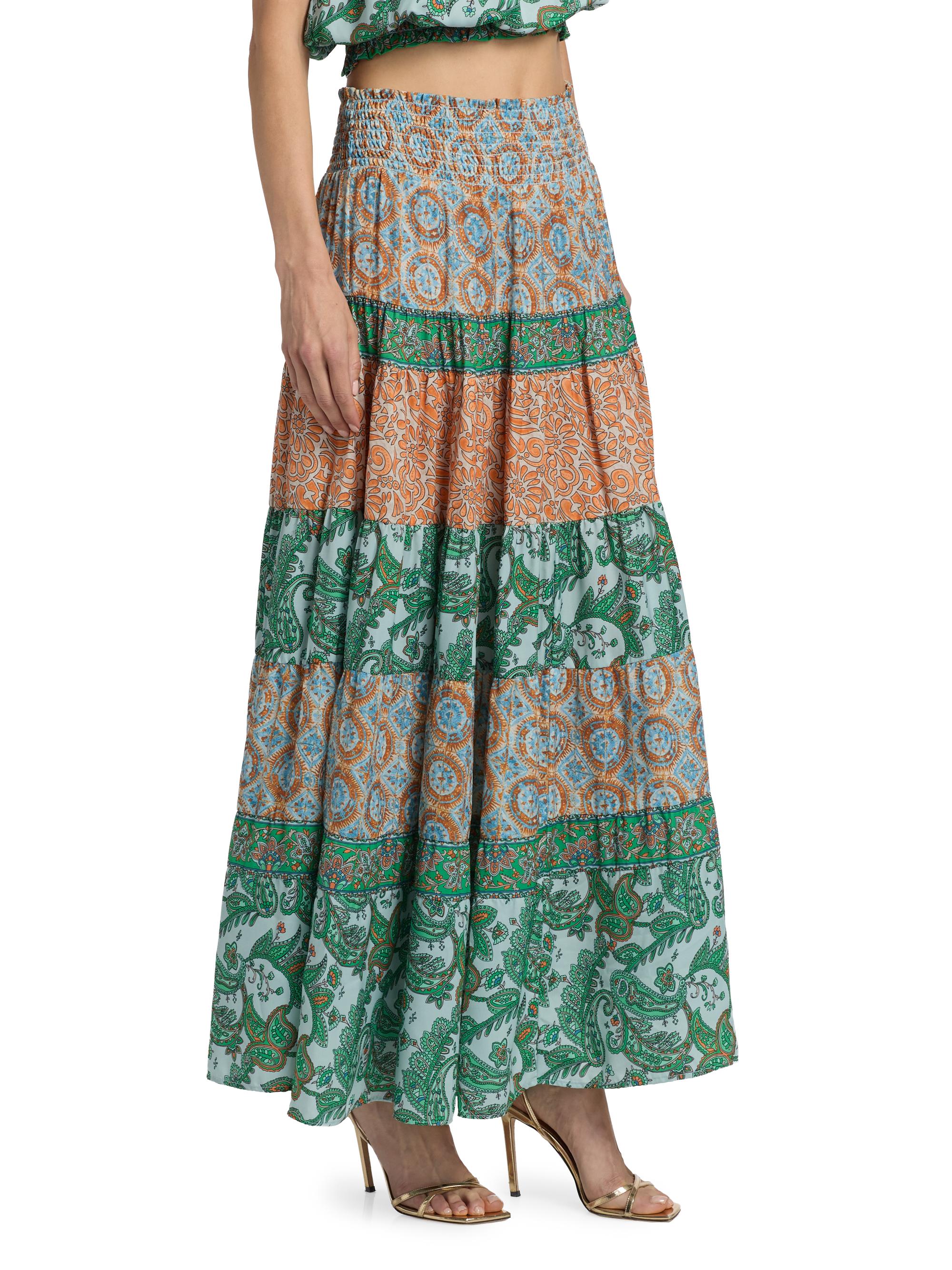 Ramy Brook Dorotha Paisley Tiered Maxi Skirt | Saks Fifth Avenue