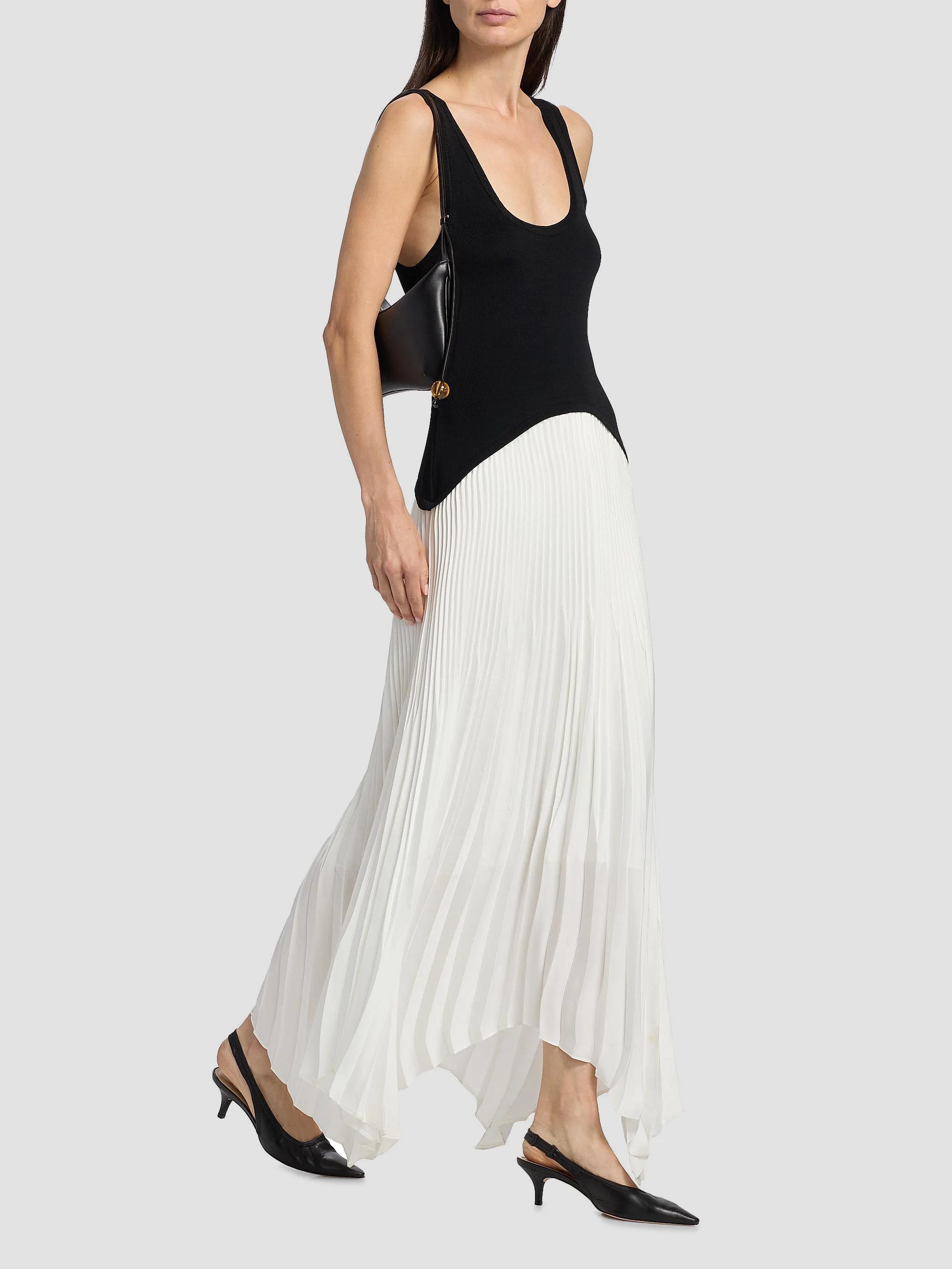 Ramy Brook Davinia Mixed-Media Pleated-Skirt Maxi Dress | Saks