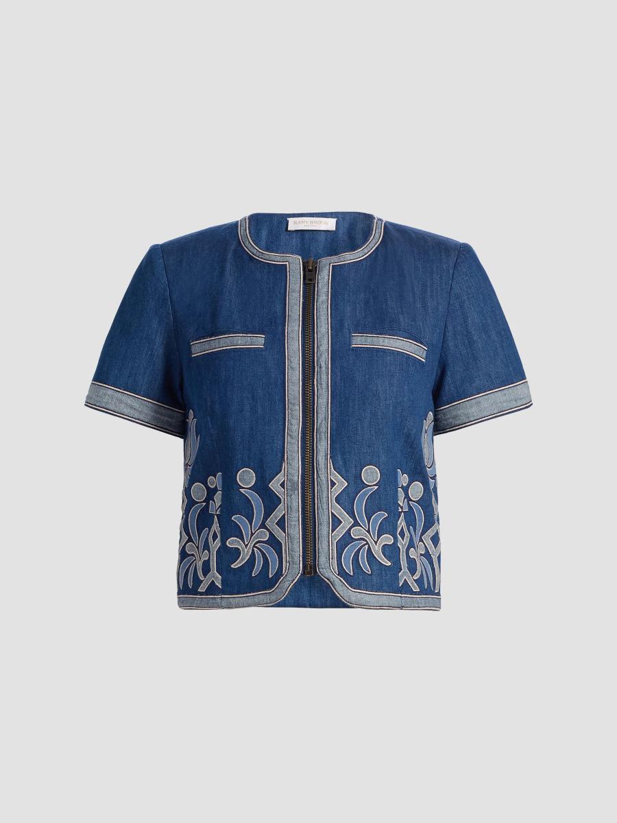 （ラムラムです）ノコオーノ　ジャケット Ramy Brook Nicko Embroidered Denim Zip-Up Jacket | Saks Fifth Avenue