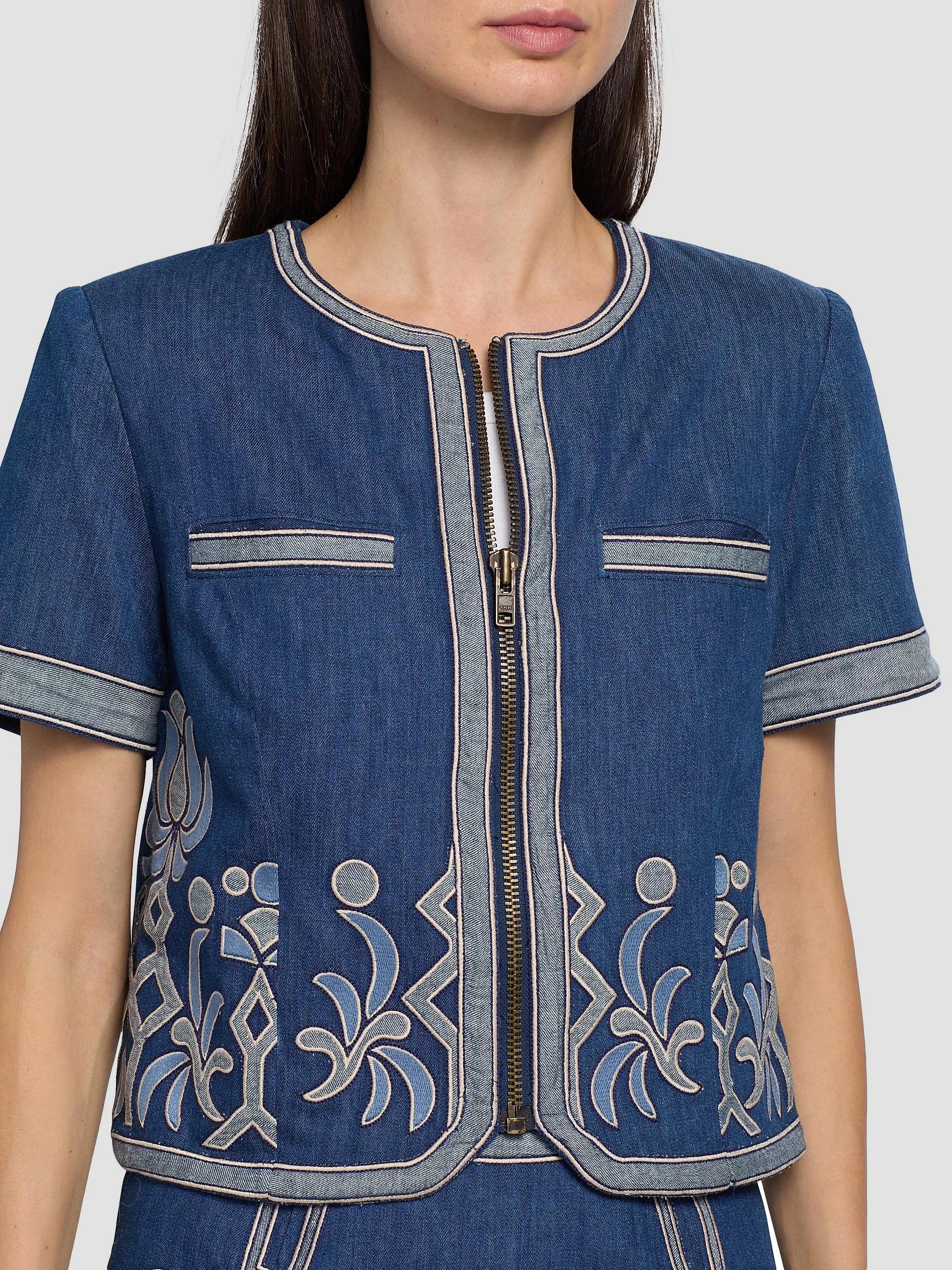 Ramy Brook Nicko Embroidered Denim Zip-Up Jacket | Saks Fifth Avenue