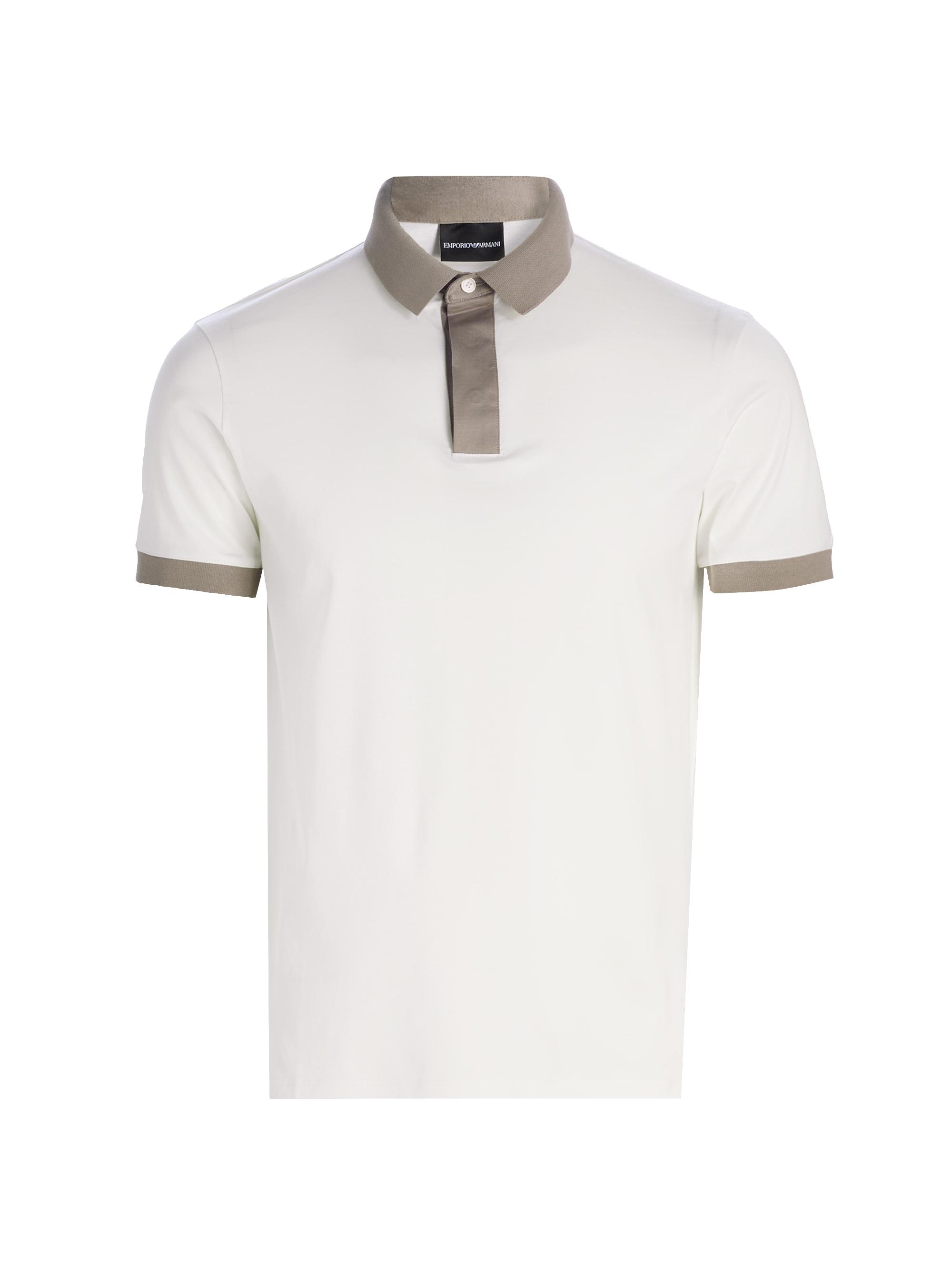 Emporio Armani Men's Contrast-Tipped Jersey Polo Shirt - White Dove