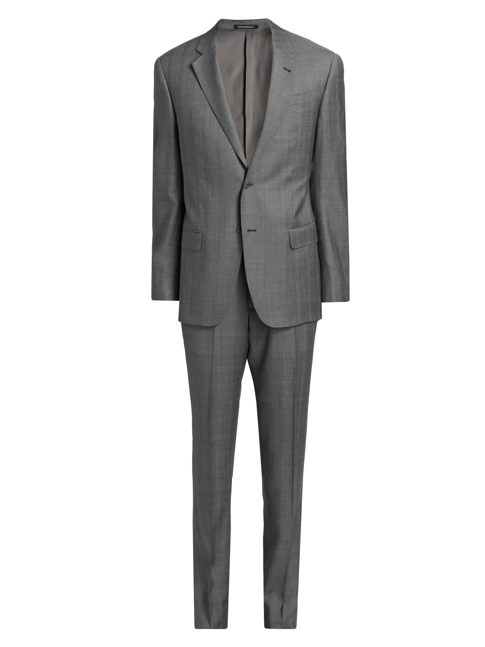 Emporio Armani Men's Double-Windowpane Plaid Wool Suit - Black White Check