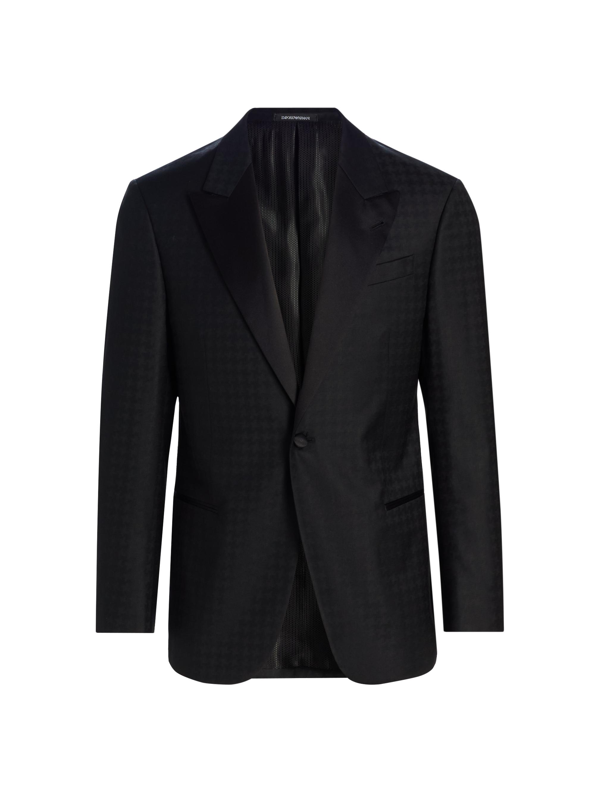 Emporio Armani Men's Houndstooth Stretch-Virgin Wool Blazer - Black