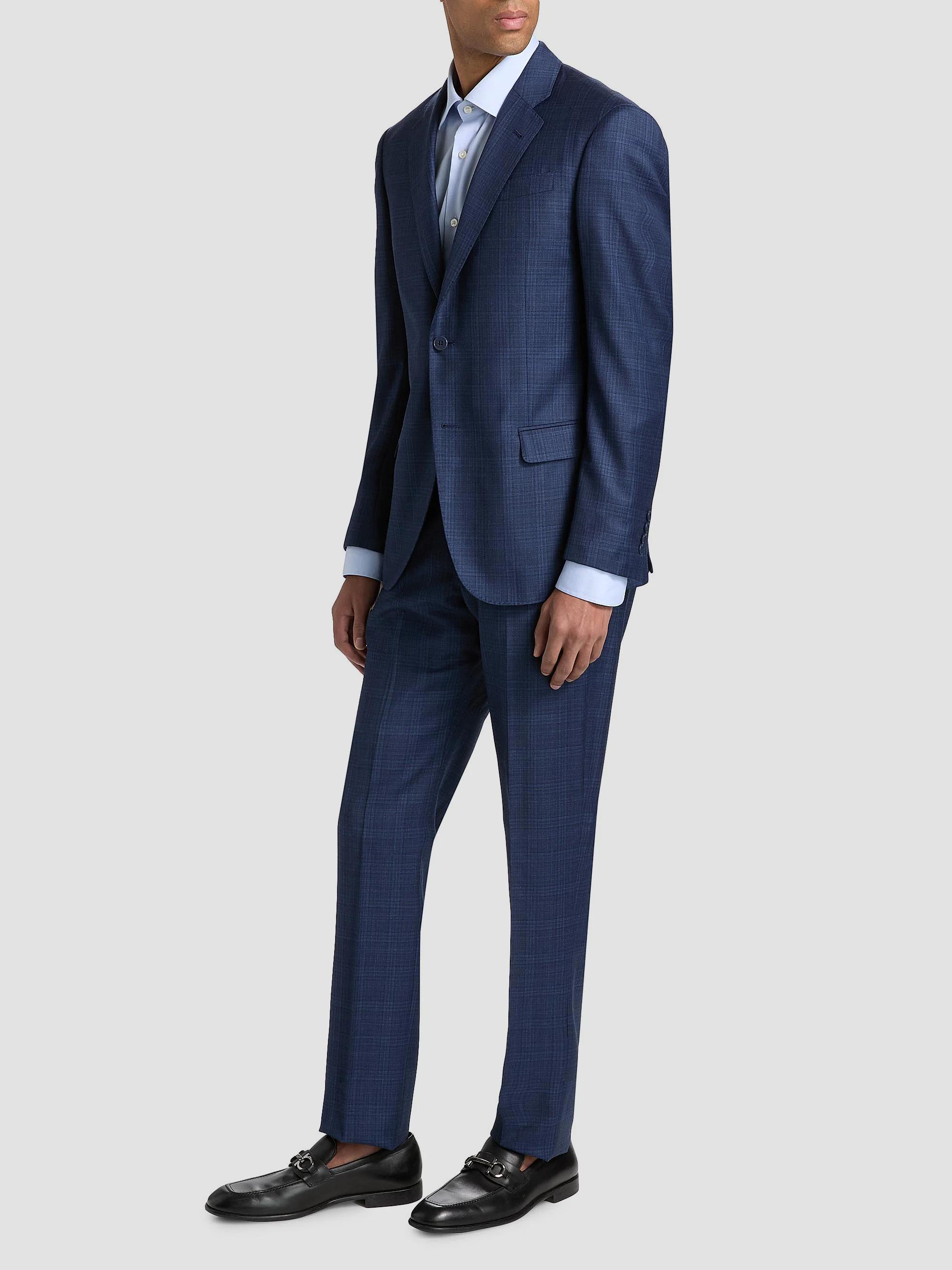 Emporio Armani Windowpane Plaid Single-Breasted Wool Suit | Saks