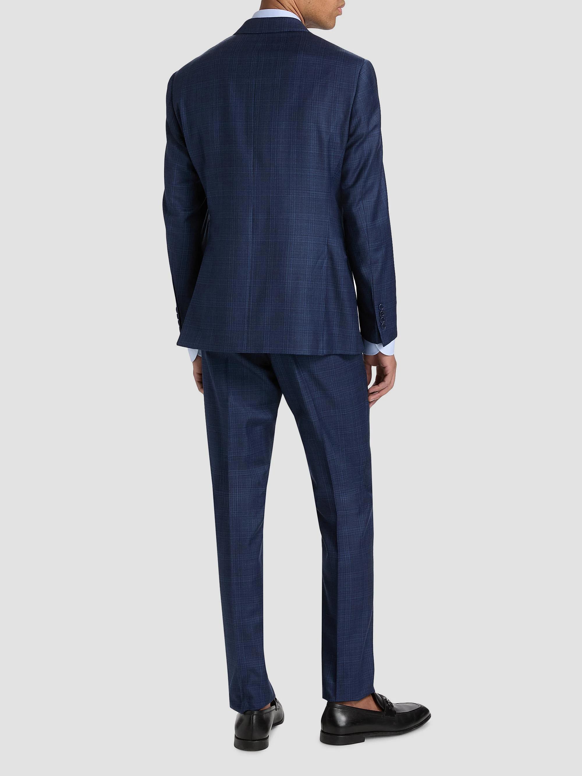 EMPORIO ARMANI ノーカラージャケット ダークブルー　上下セット Emporio Armani Windowpane Plaid Single-Breasted Wool Suit | Saks
