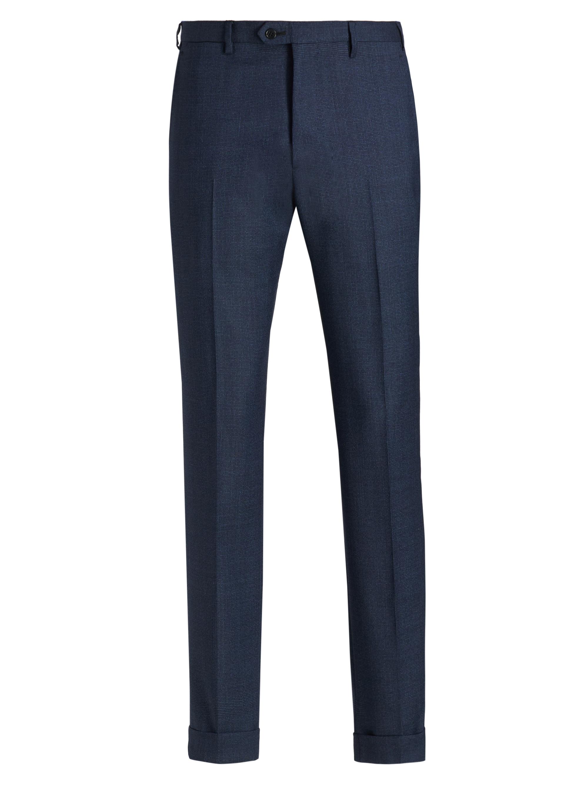 Emporio Armani Men's Textured Virgin Wool Trousers - Navy