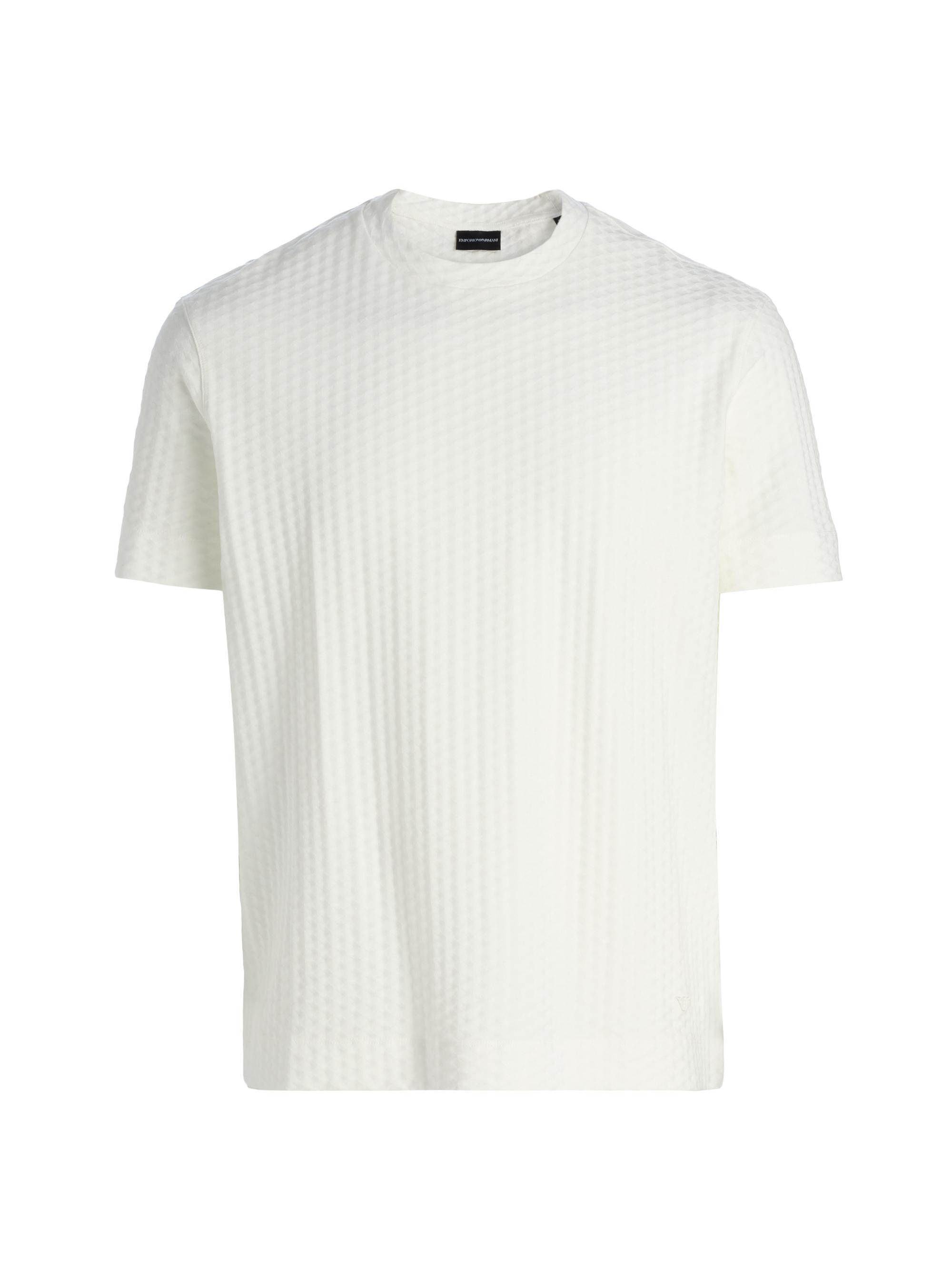 Emporio Armani Men's Textured Geometric-Print Cotton T-Shirt - White
