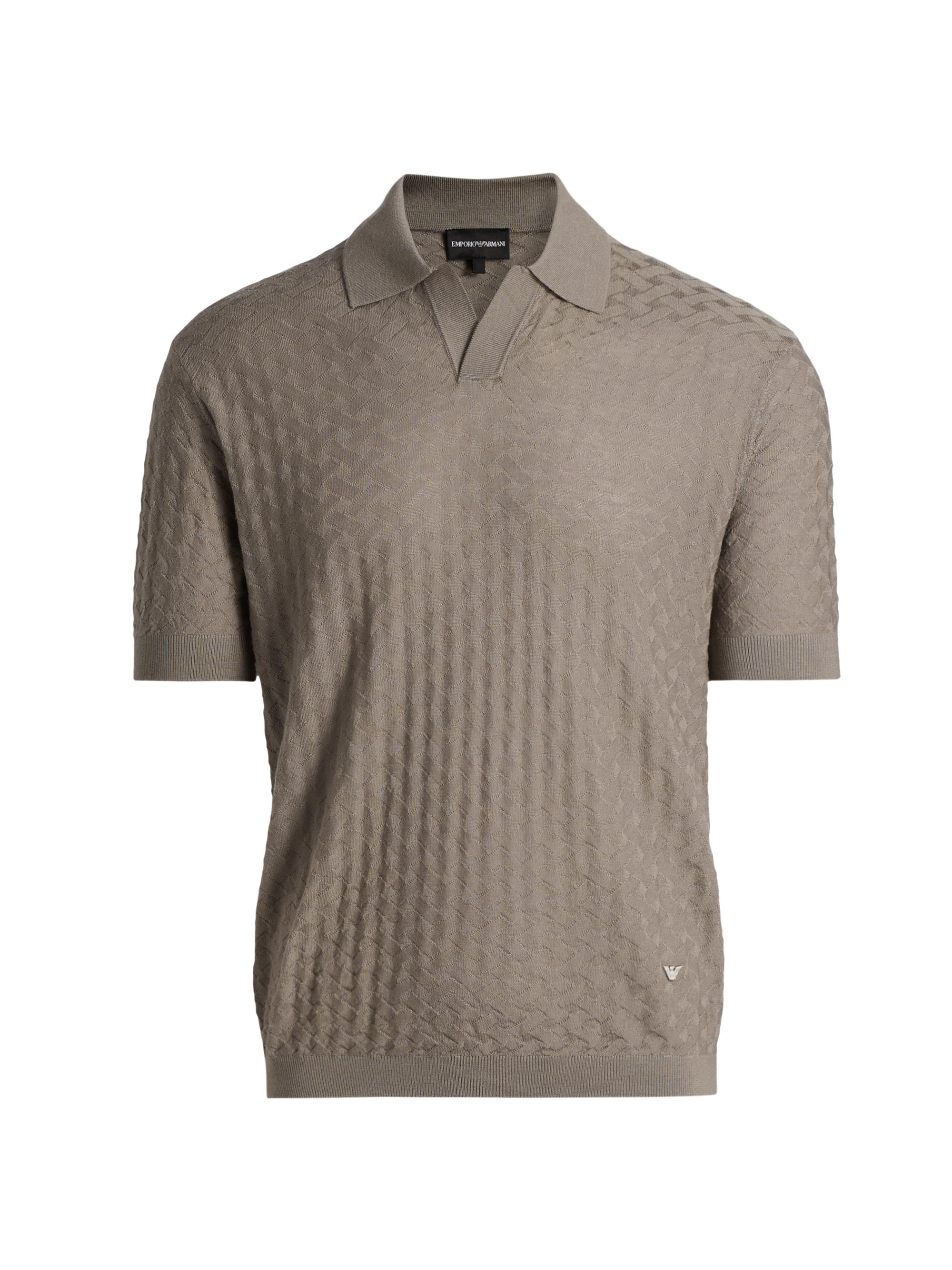 Emporio Armani Men's Tonal Basketweave Wool Sweater - Tan
