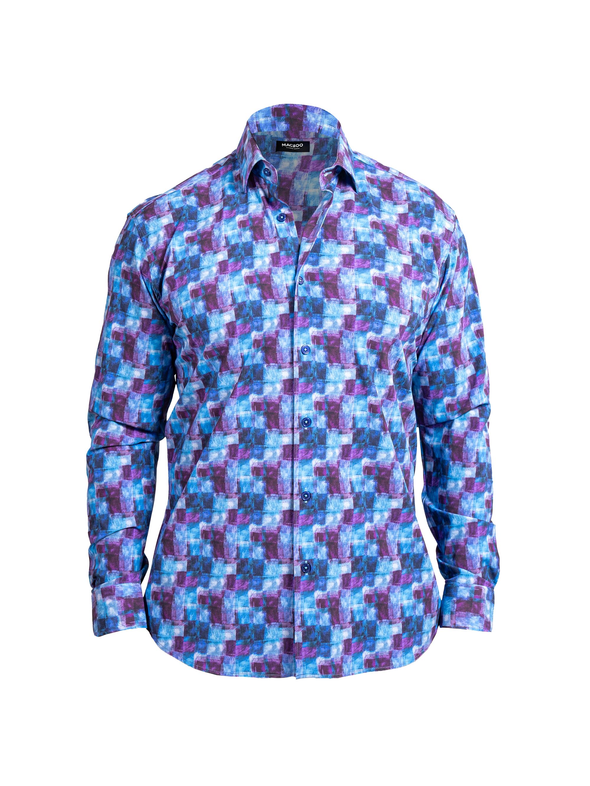 Maceoo Men's Fibonacci Stretch Ascension Shirt - Blue
