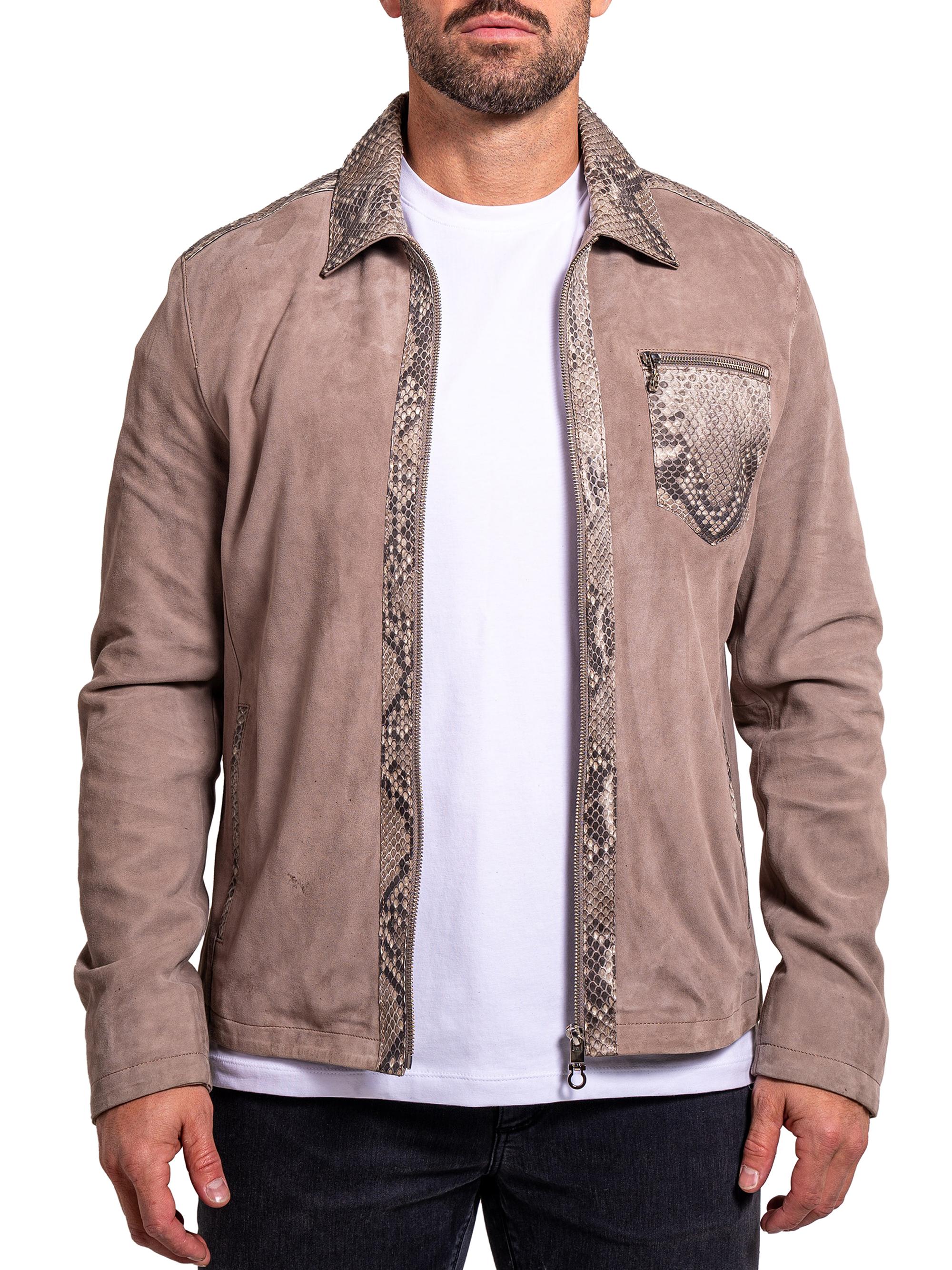 Maceoo Men's Ascension Leather Jacket - Grey