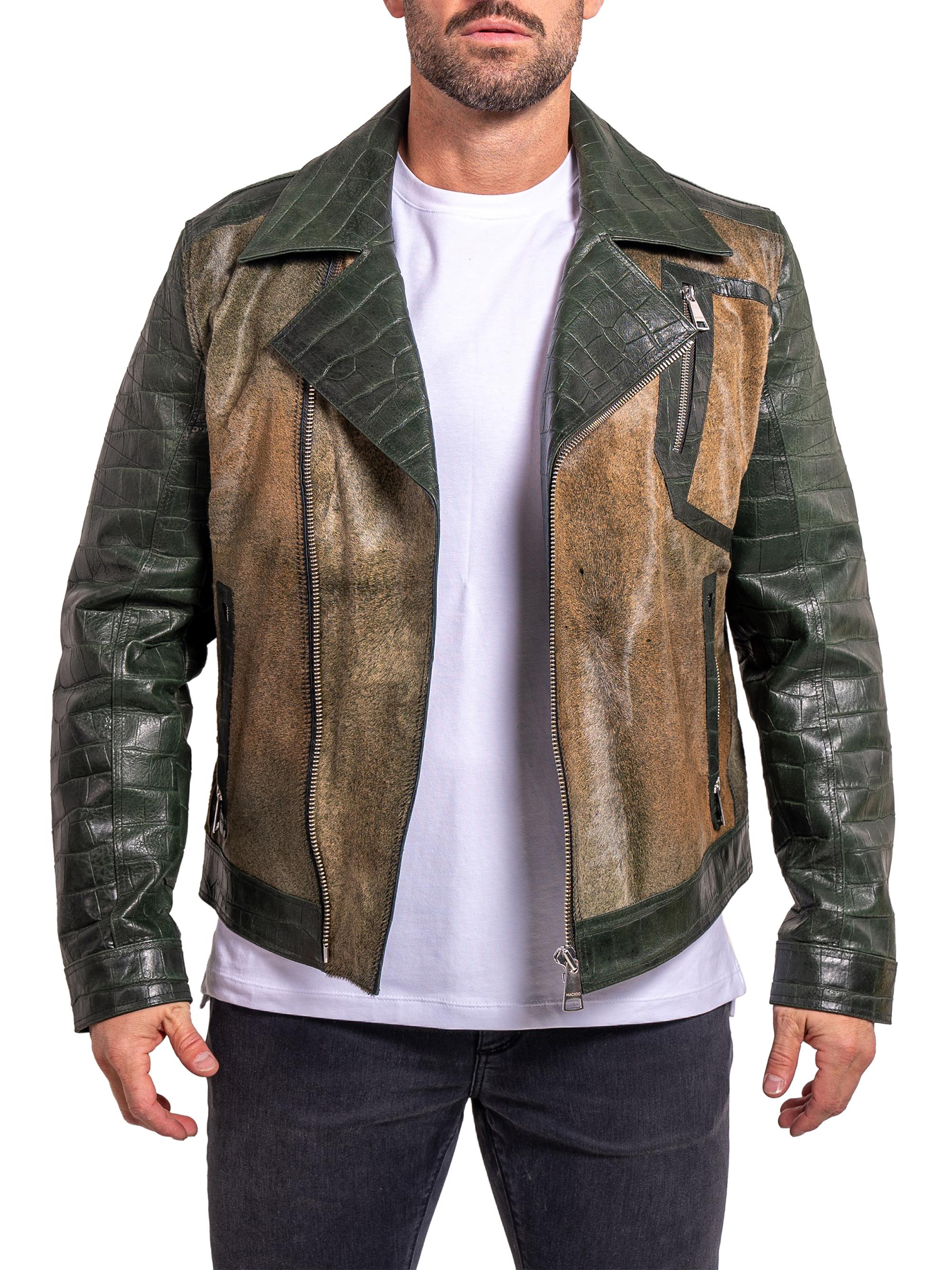 Maceoo Men's Ascension Leather Jacket - Green