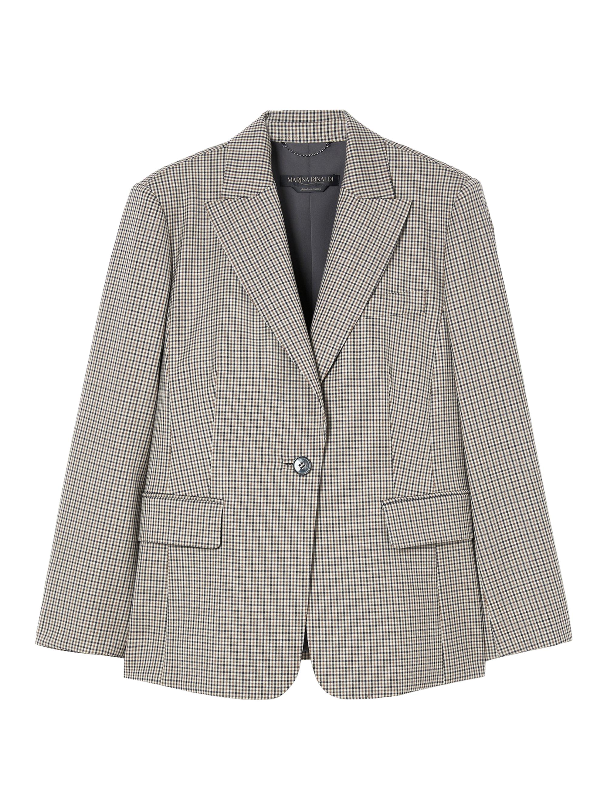 Marina Rinaldi Women's Pure Wool Twill Blazer Jacket - Camel Pattern