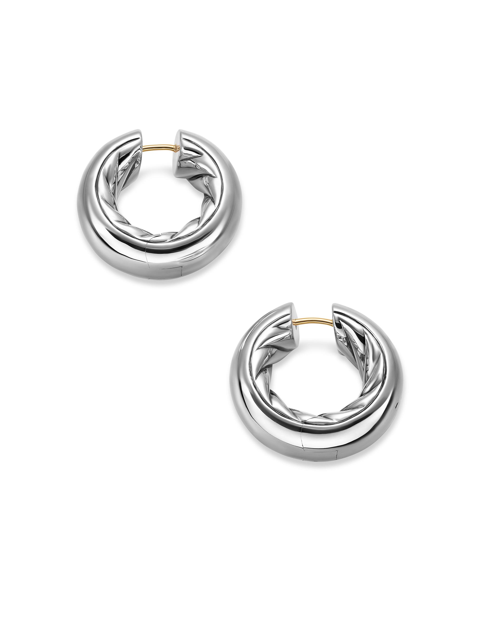 David Yurman Women's Mercer Hoop Earrings in Sterling Silver 24.7MM - Silver