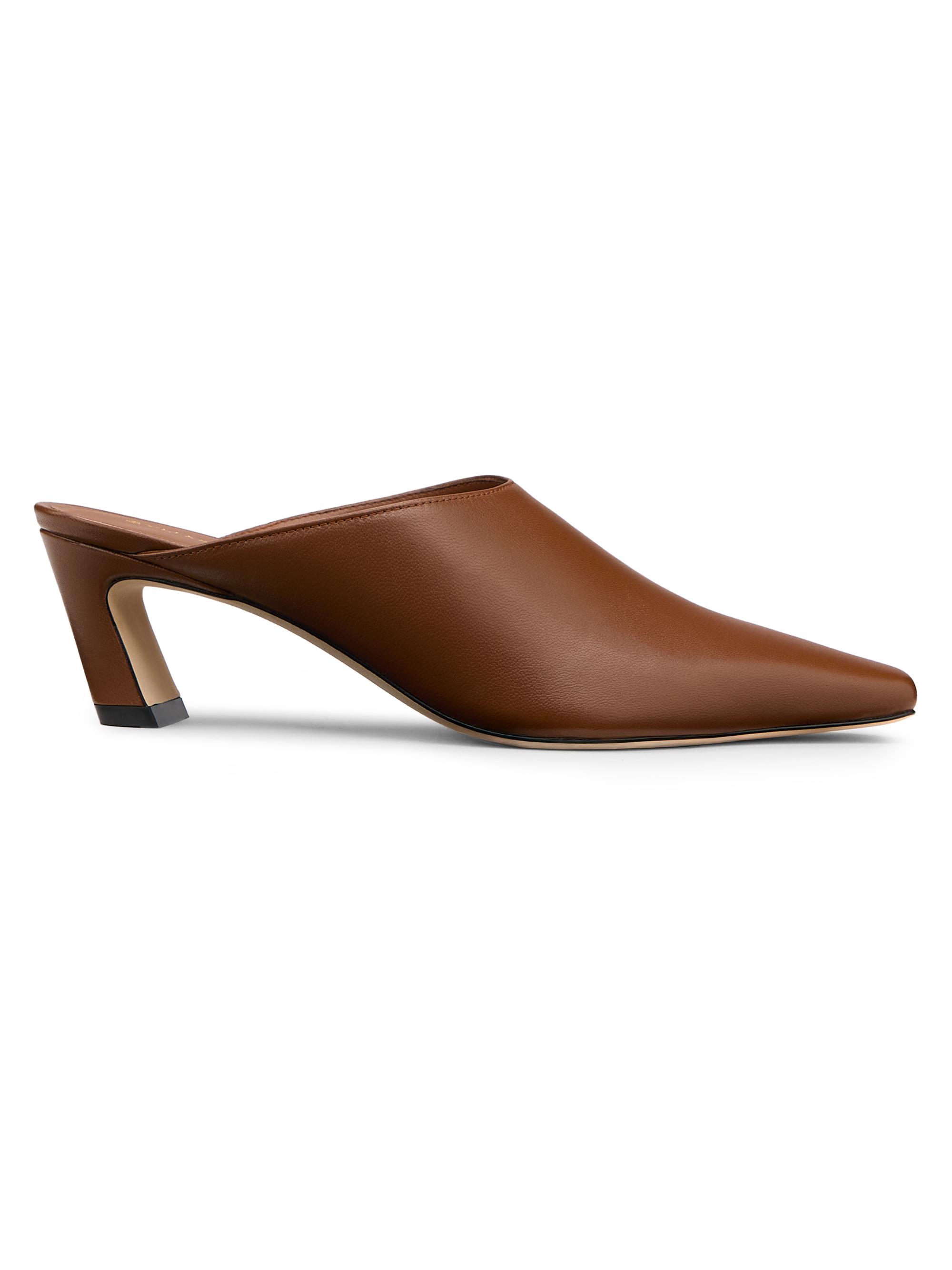 Stuart Weitzman Women's Stassi 50MM Leather Mules - Toasted Almond