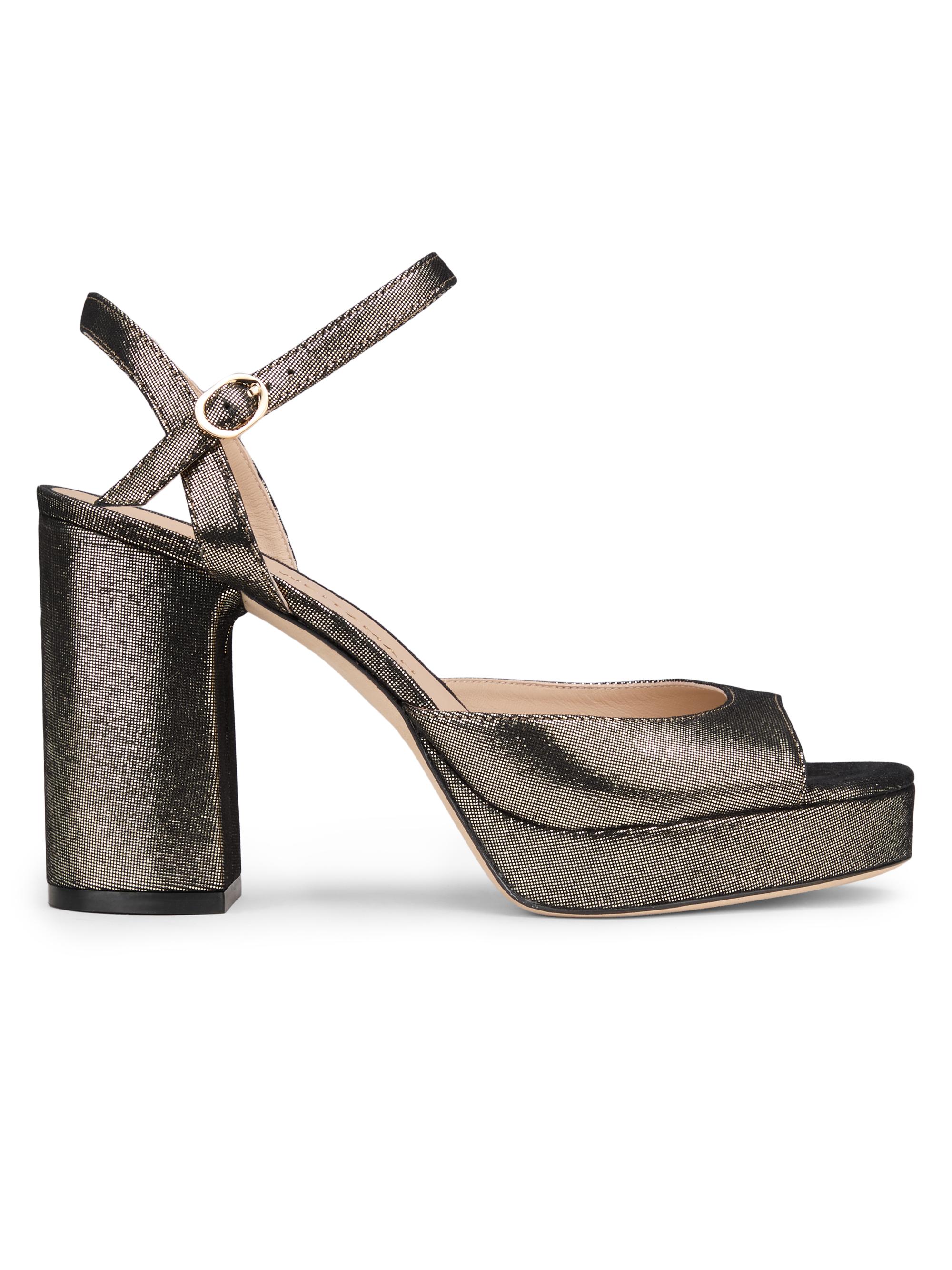 Stuart Weitzman Women's Dayna 90MM Metallic Leather Sandals - Platino