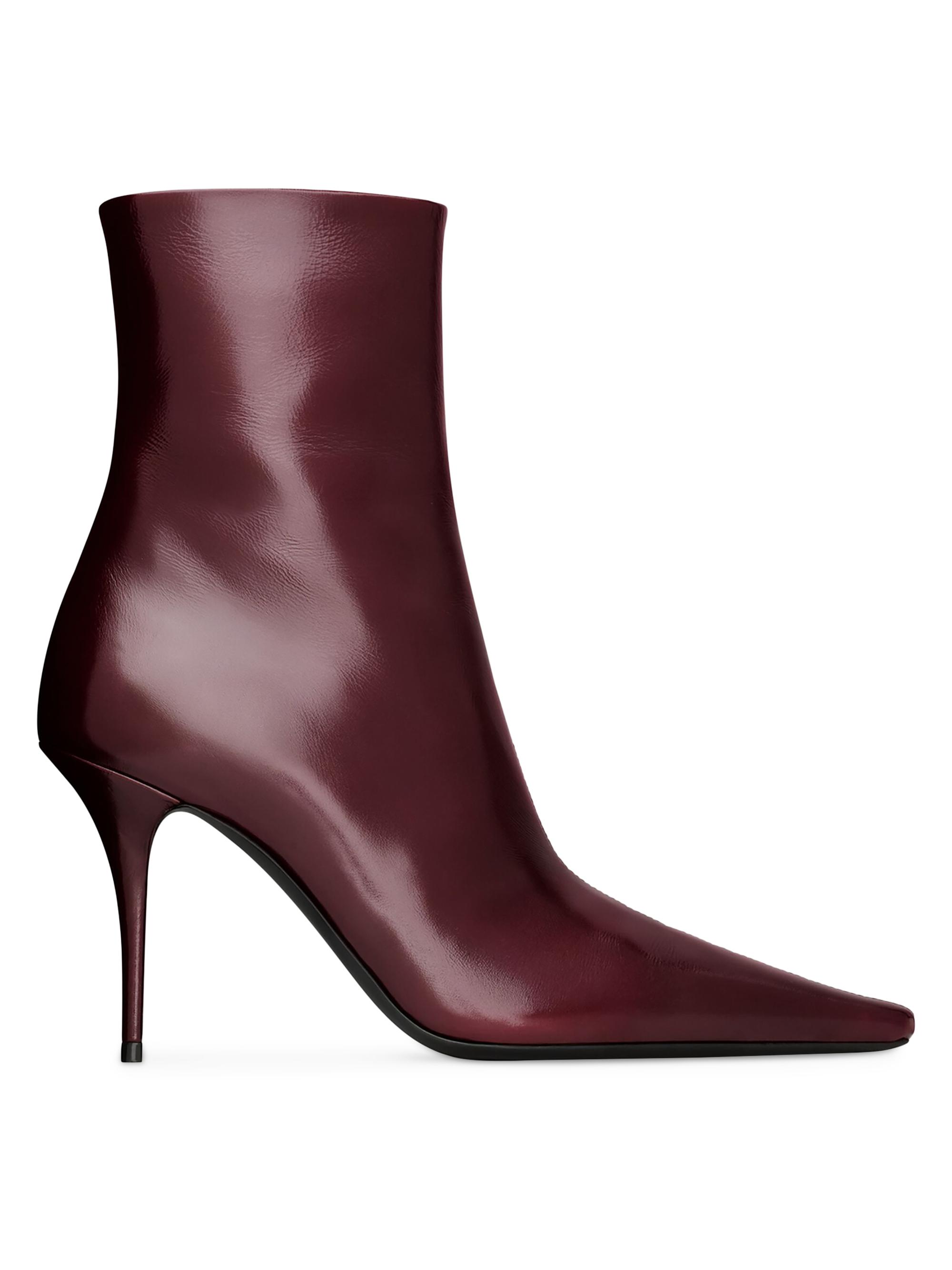 Saint Laurent Women's Ashley Booties in Smooth Leather - Vintage Bordeaux