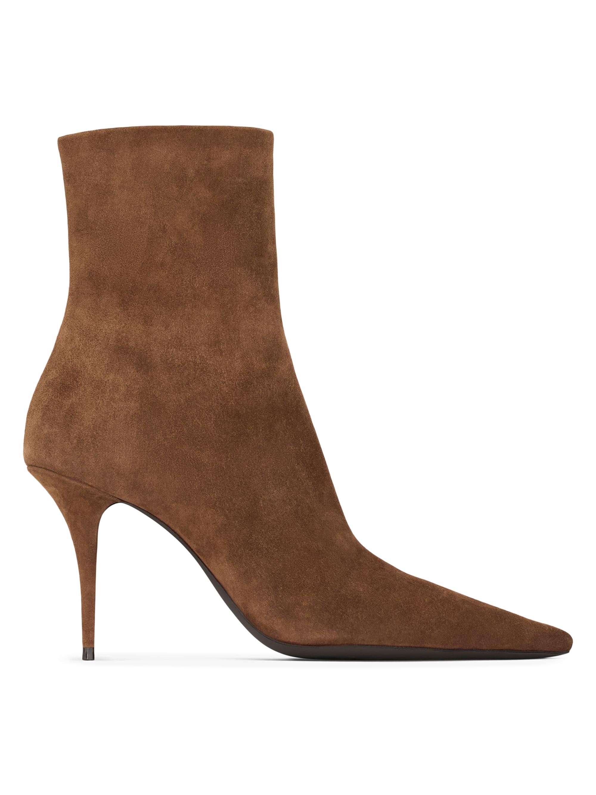 Saint Laurent Women's Ashley Booties in Suede - Dark Havana