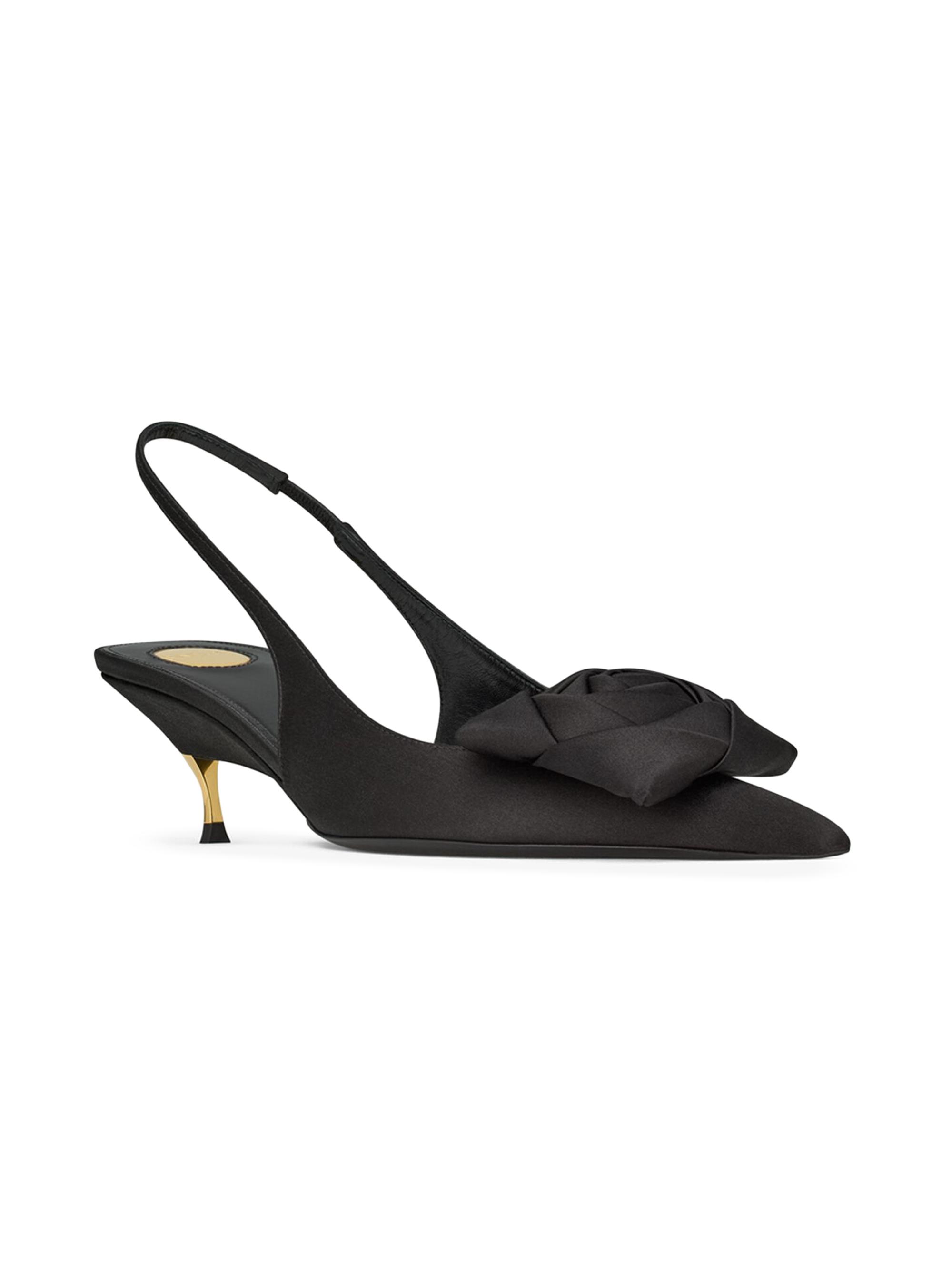 Saint Laurent Women's Dakota Slingback Pumps in Satin Crepe - Black
