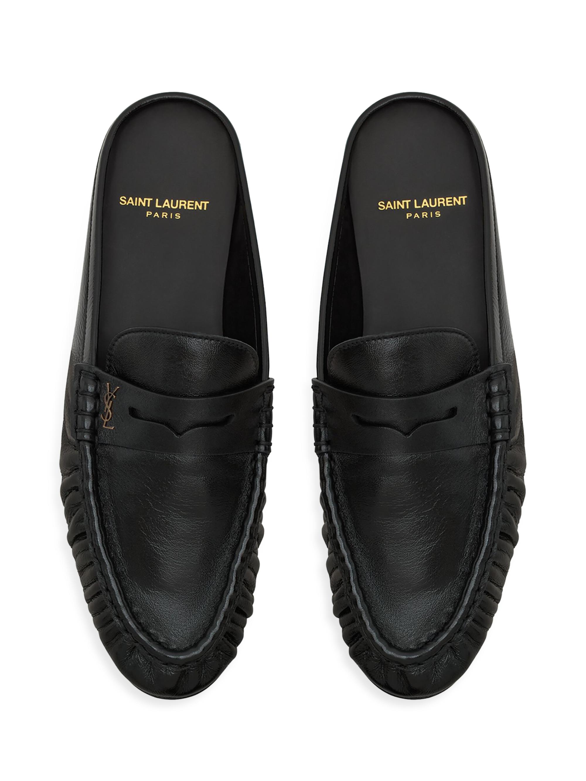 Saint Laurent Le Loafer Mules in Shiny Creased Leather | Saks