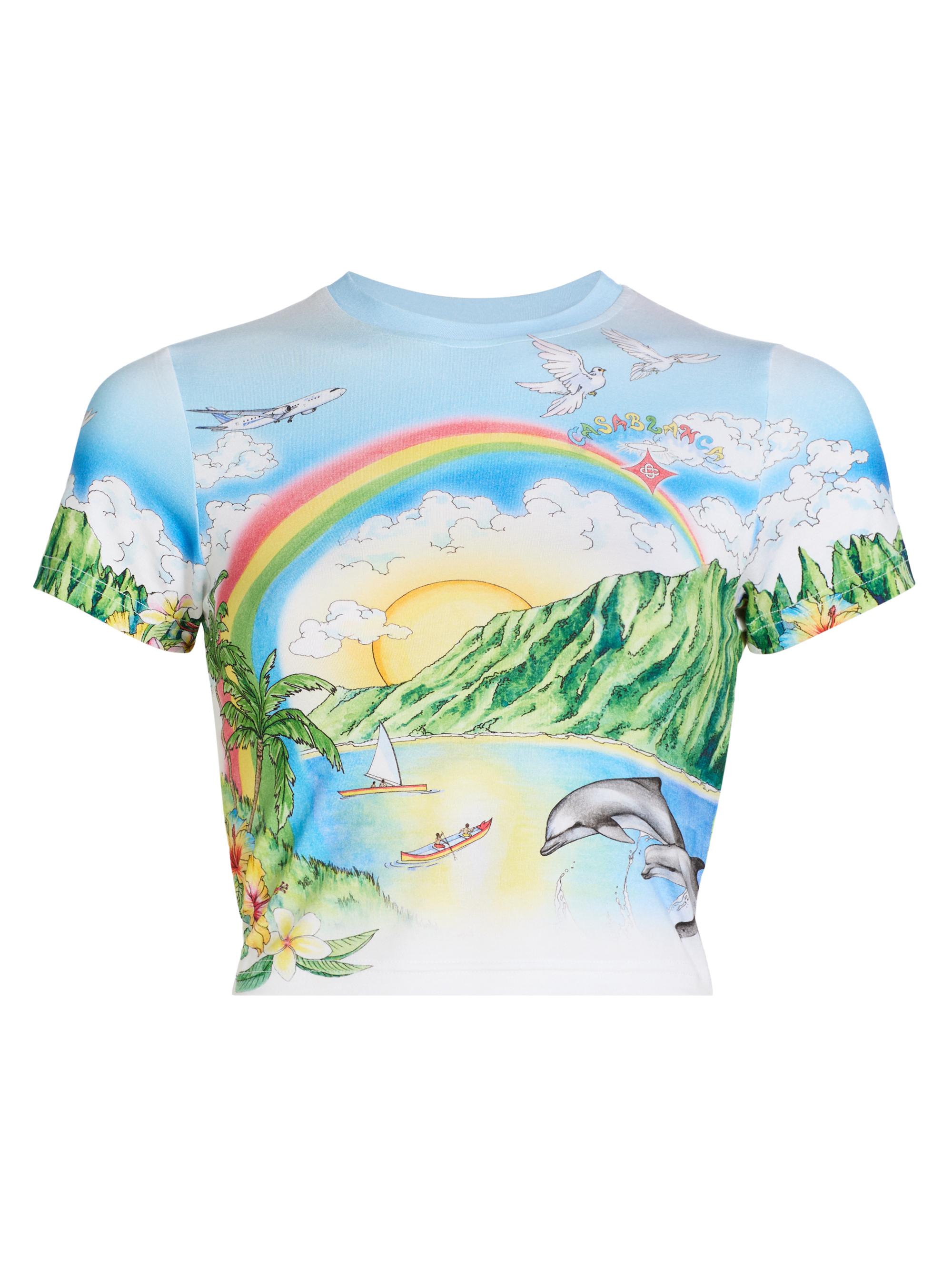 Casablanca Women's Aloha Printed Cropped Baby T-Shirt - Aloha