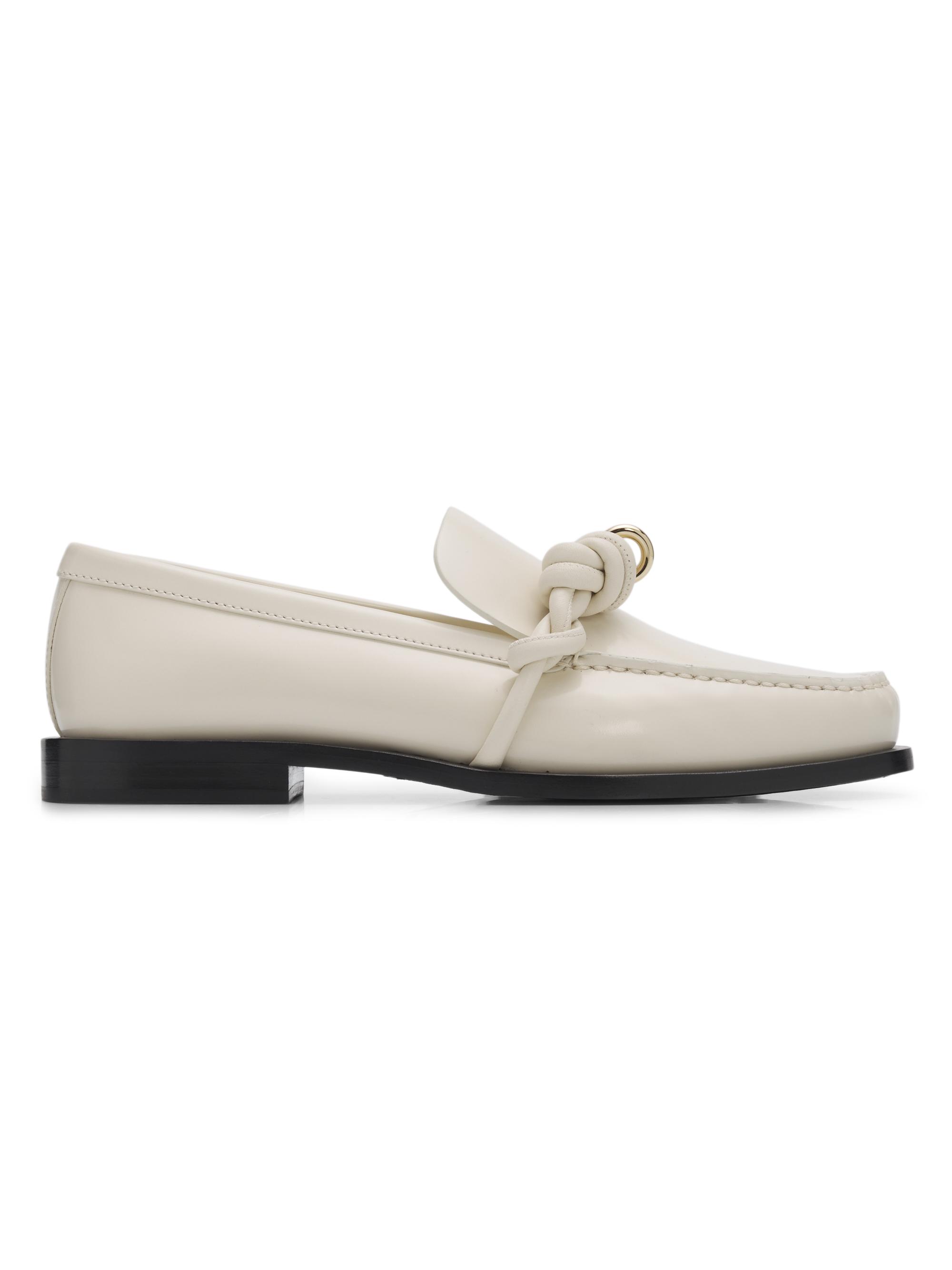 Jil Sander Women's Braided-Design Leather Loafers - Eggshell