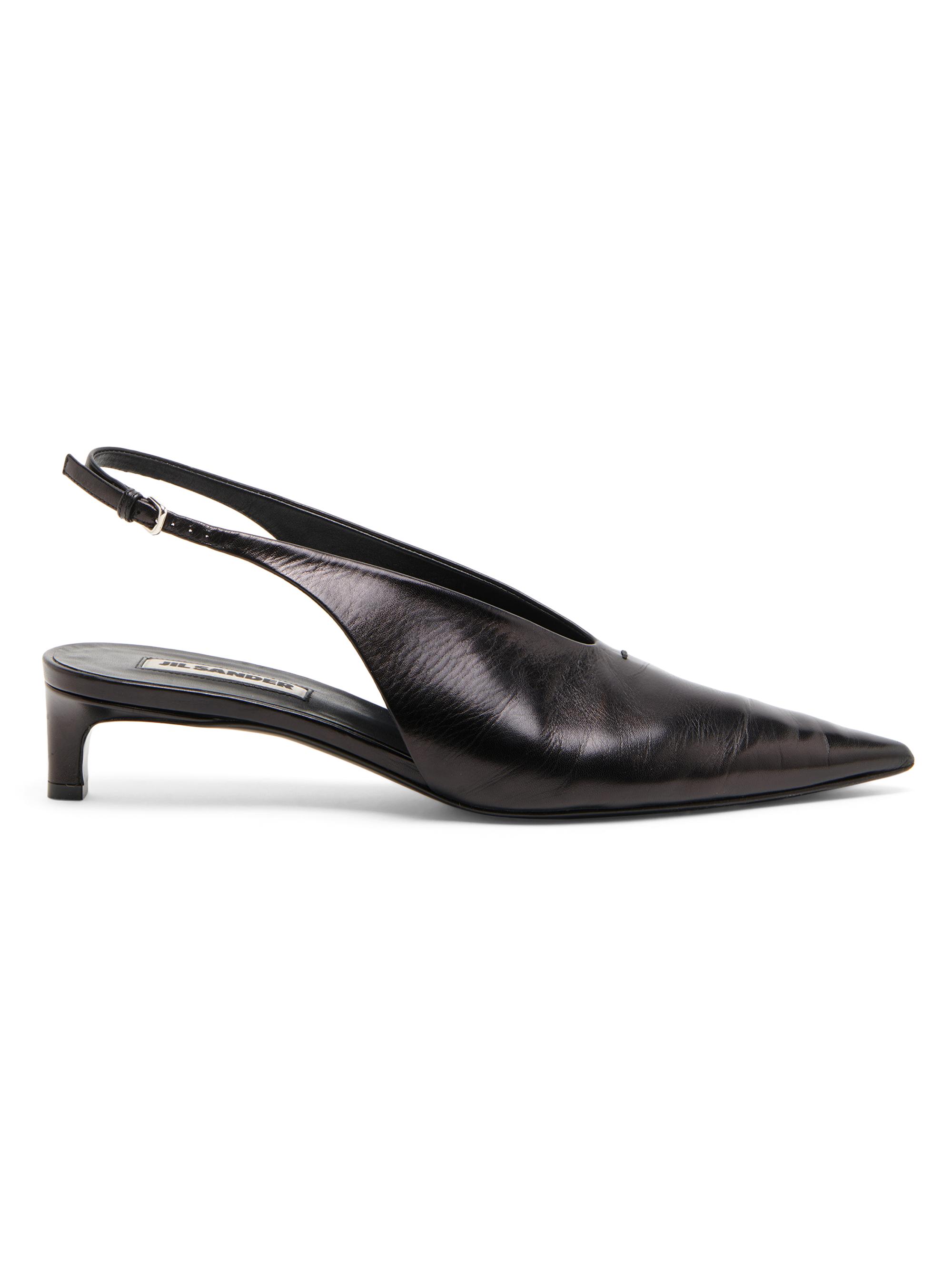 Jil Sander Women's 35MM Leather Slingback Kitten Heels - Black