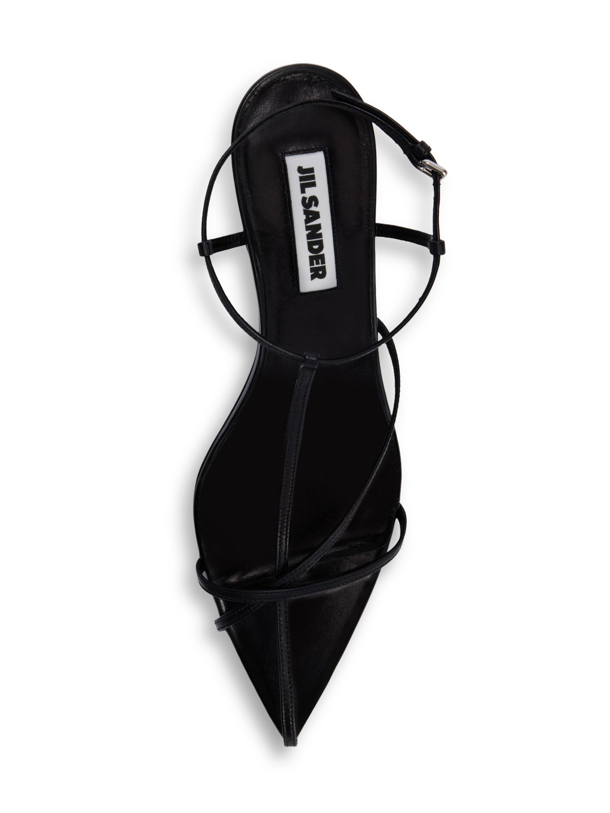 Jil Sander 65MM Leather Kitten-Heel Sandals | Saks Fifth Avenue