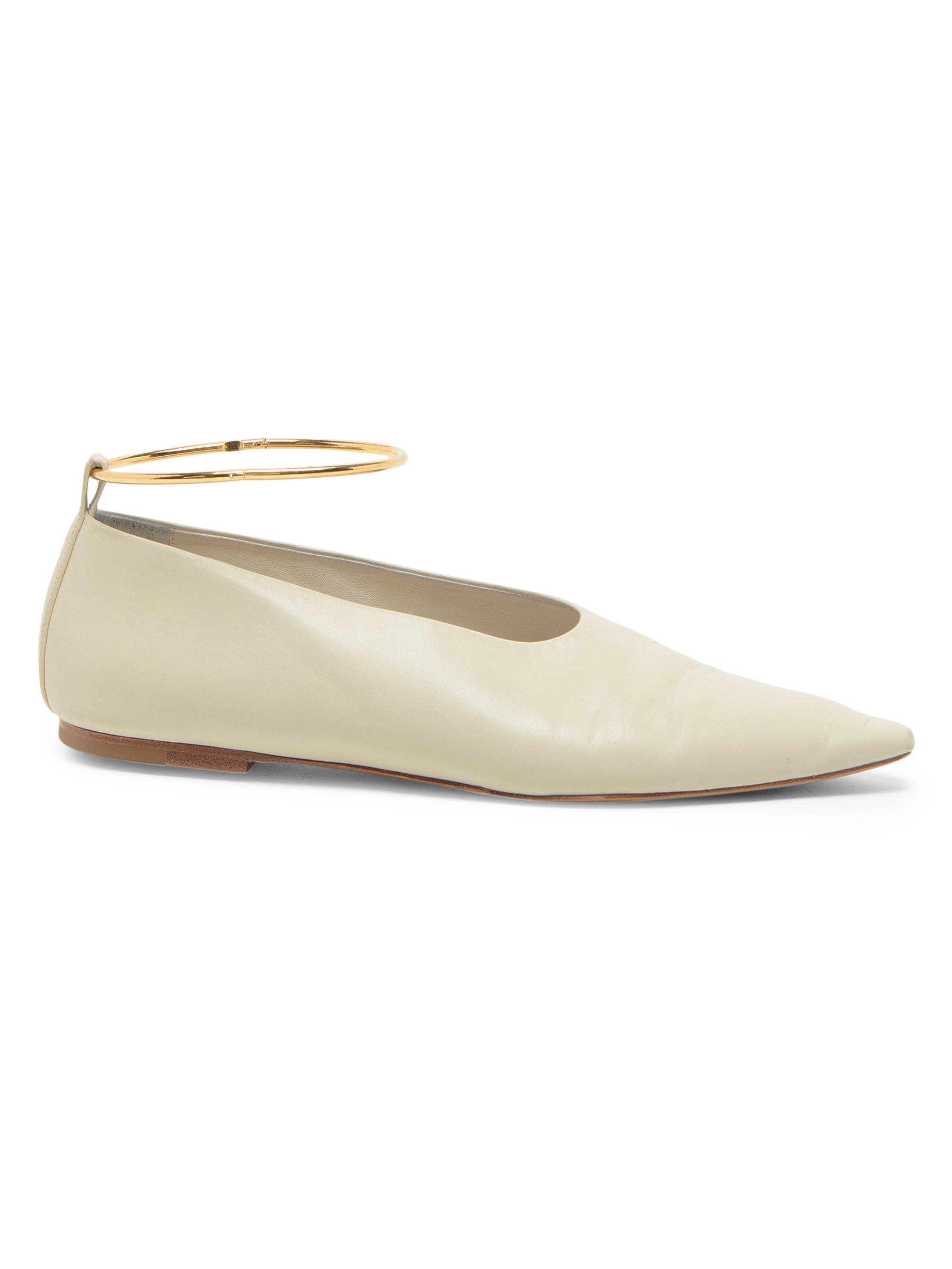 Jil Sander Women's Ring Leather Ballerina Flats - Bone