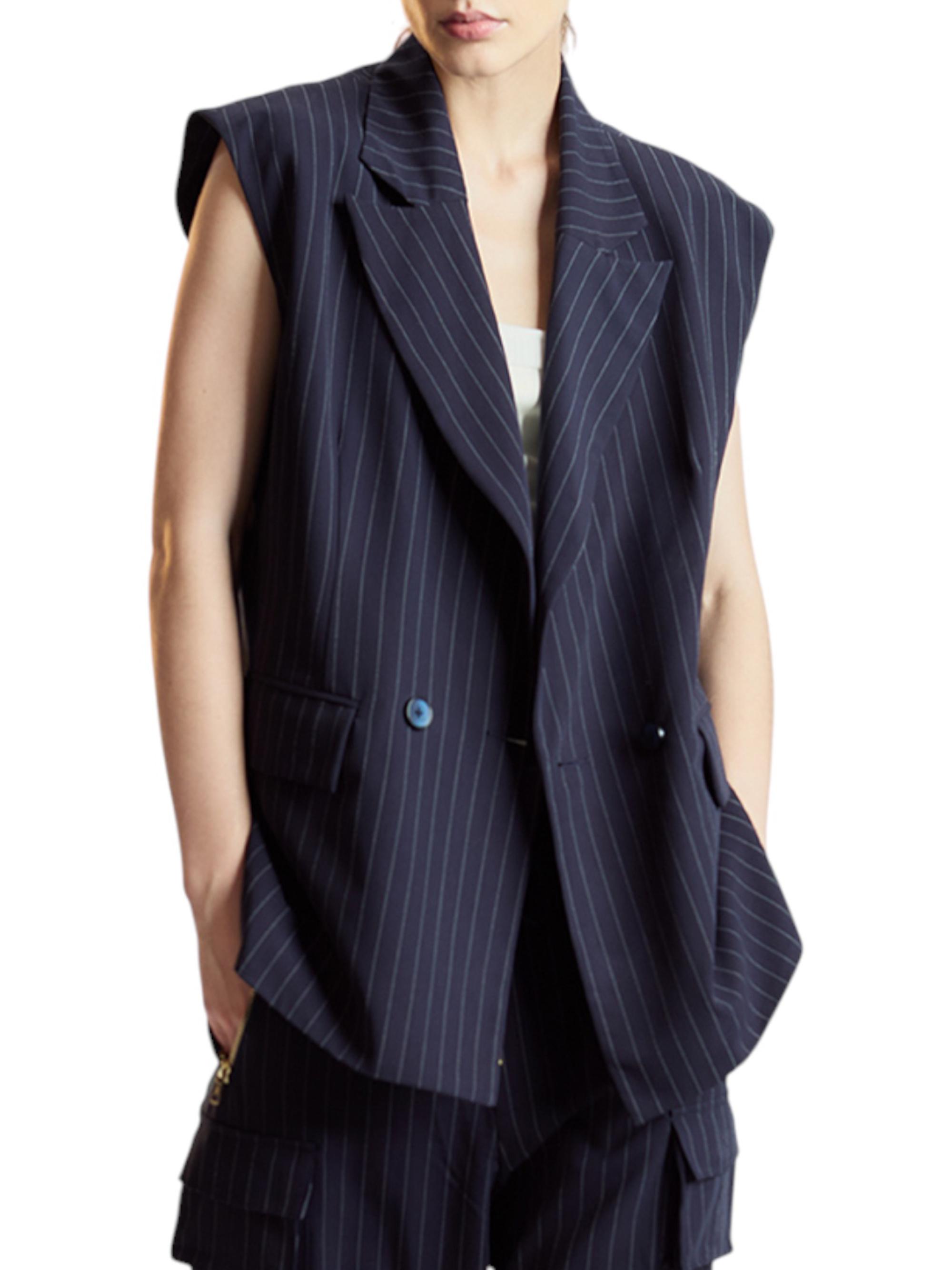 Cynthia Rowley Women's Oversized Double-Breasted Vest - Navy
