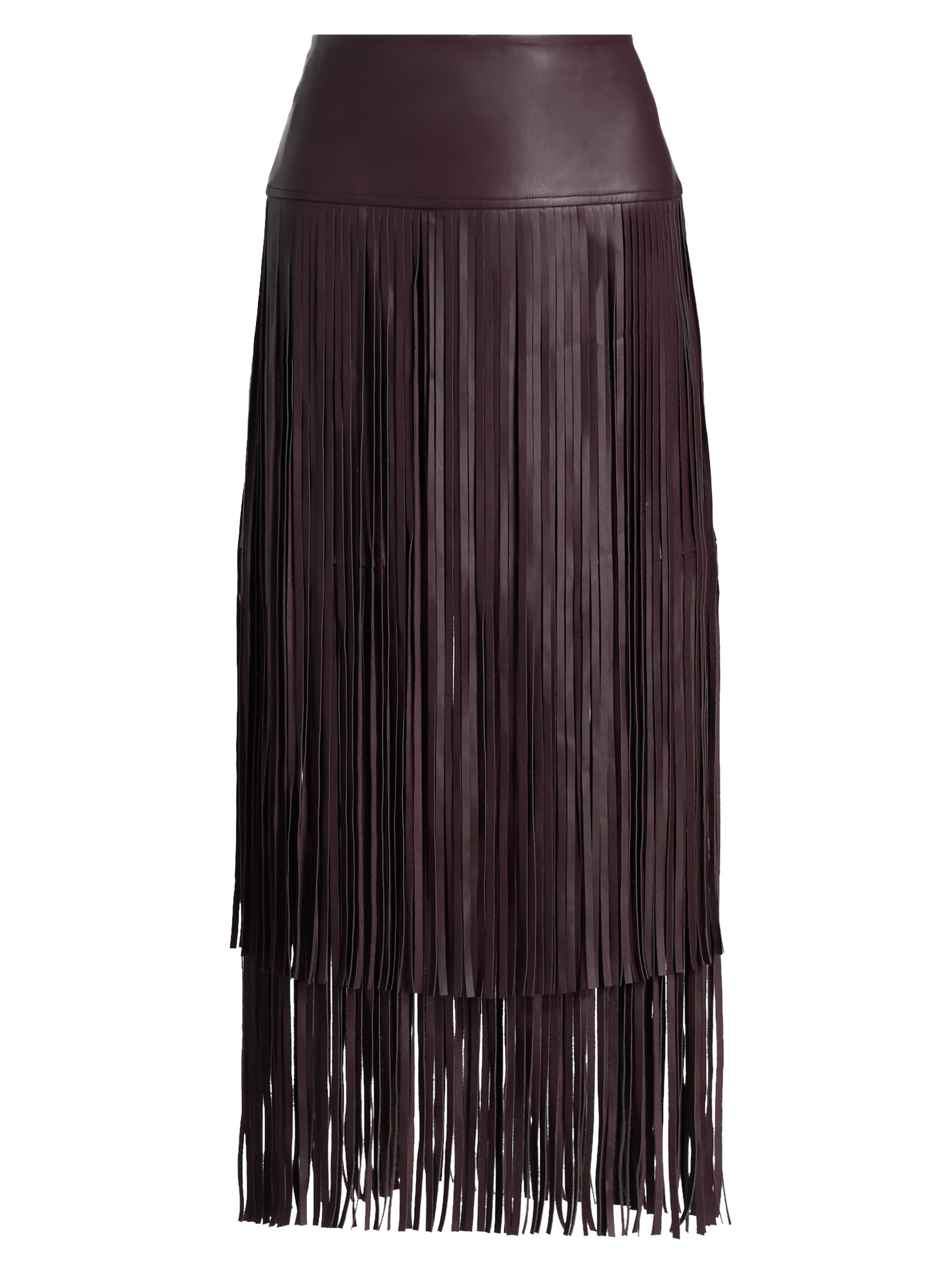 L'AGENCE Women's Karolina Faux Leather Fringe Skirt - Dark Malbec