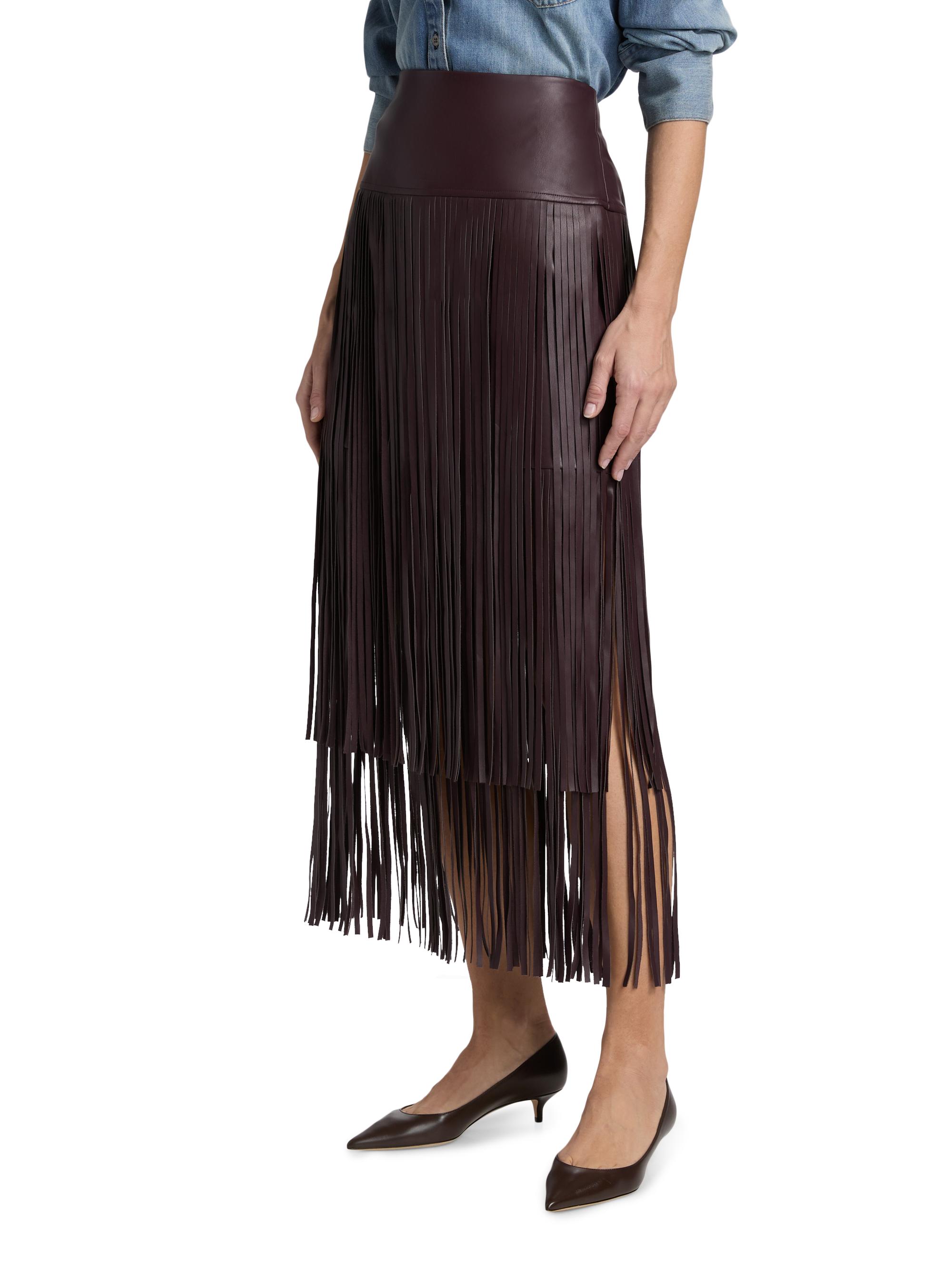 L'AGENCE Karolina Faux Leather Fringe Skirt | Saks Fifth Avenue