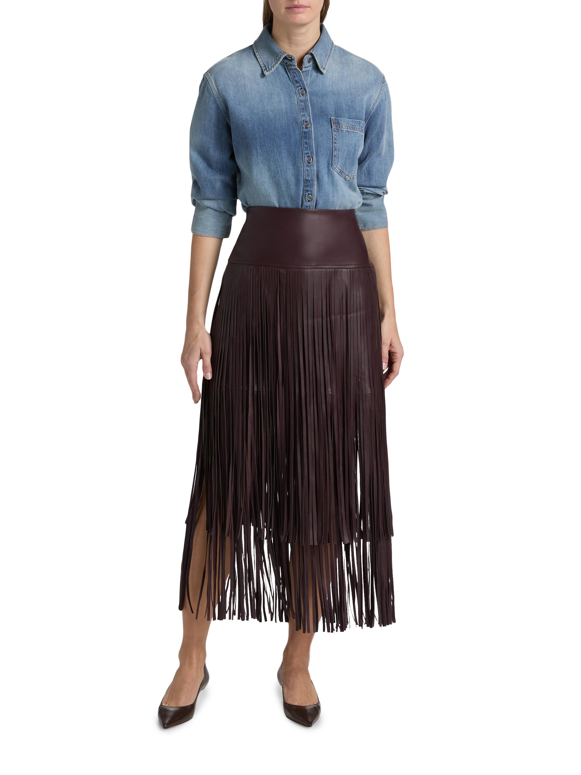 L'AGENCE Karolina Faux Leather Fringe Skirt | Saks Fifth Avenue
