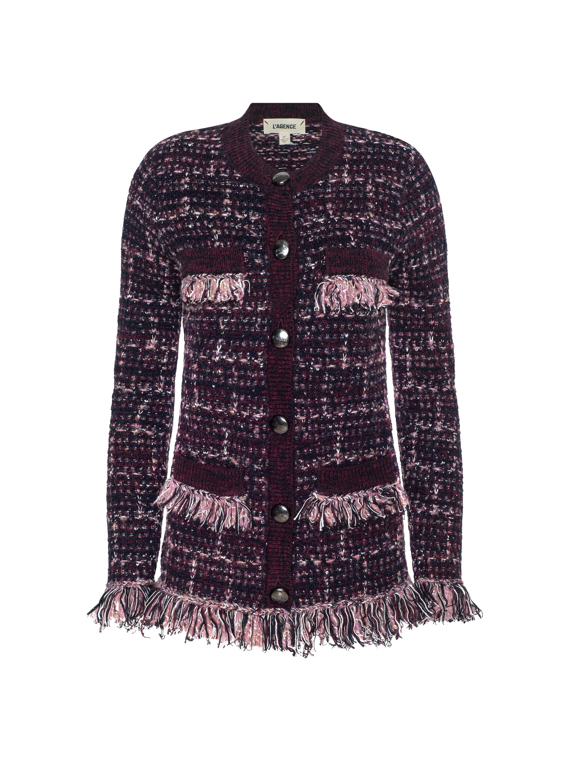 L'AGENCE Kastoria Fringe-Trim Cotton-Blend Tweed Cardigan | Saks