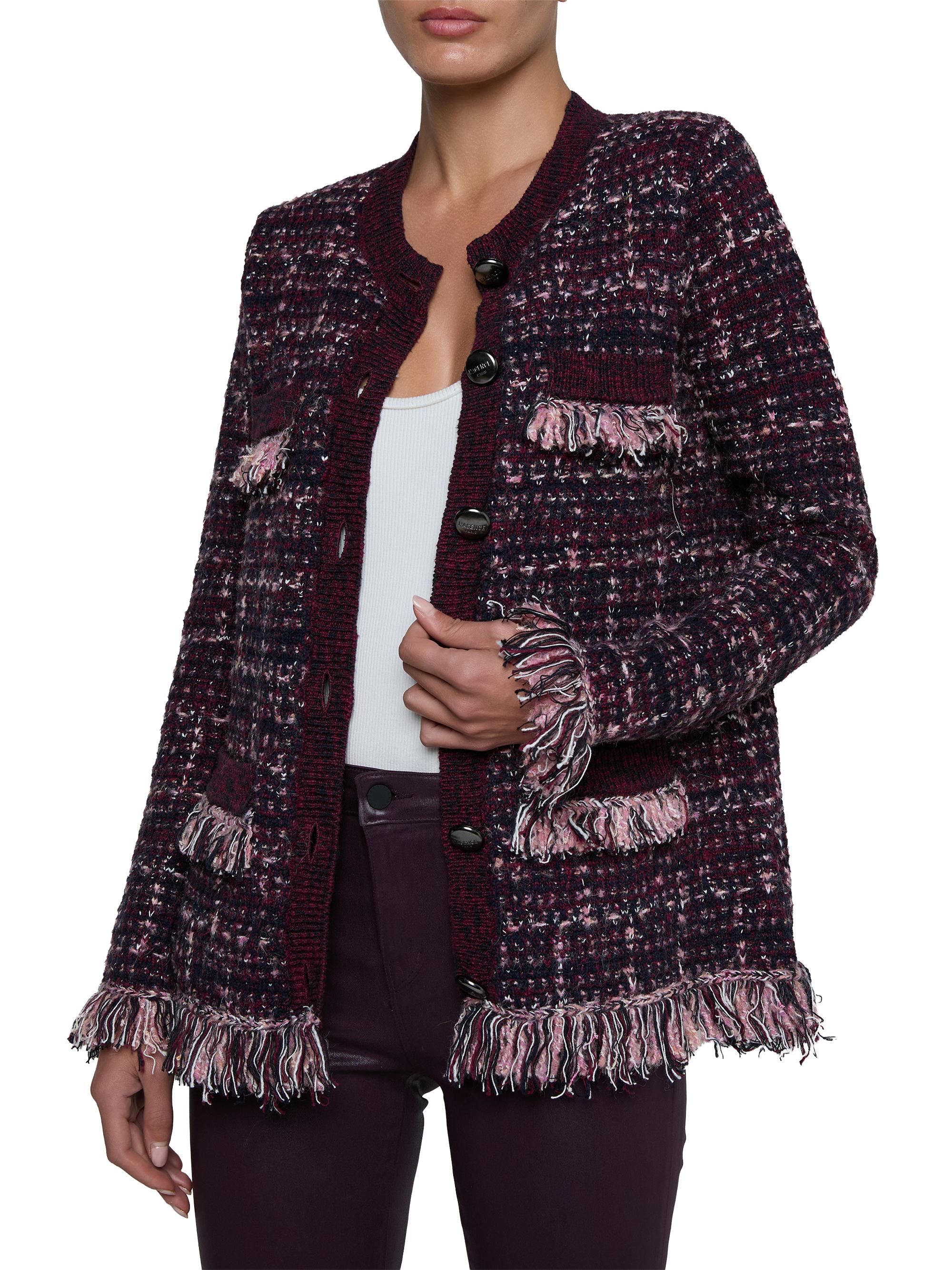 L'AGENCE Kastoria Fringe-Trim Cotton-Blend Tweed Cardigan | Saks