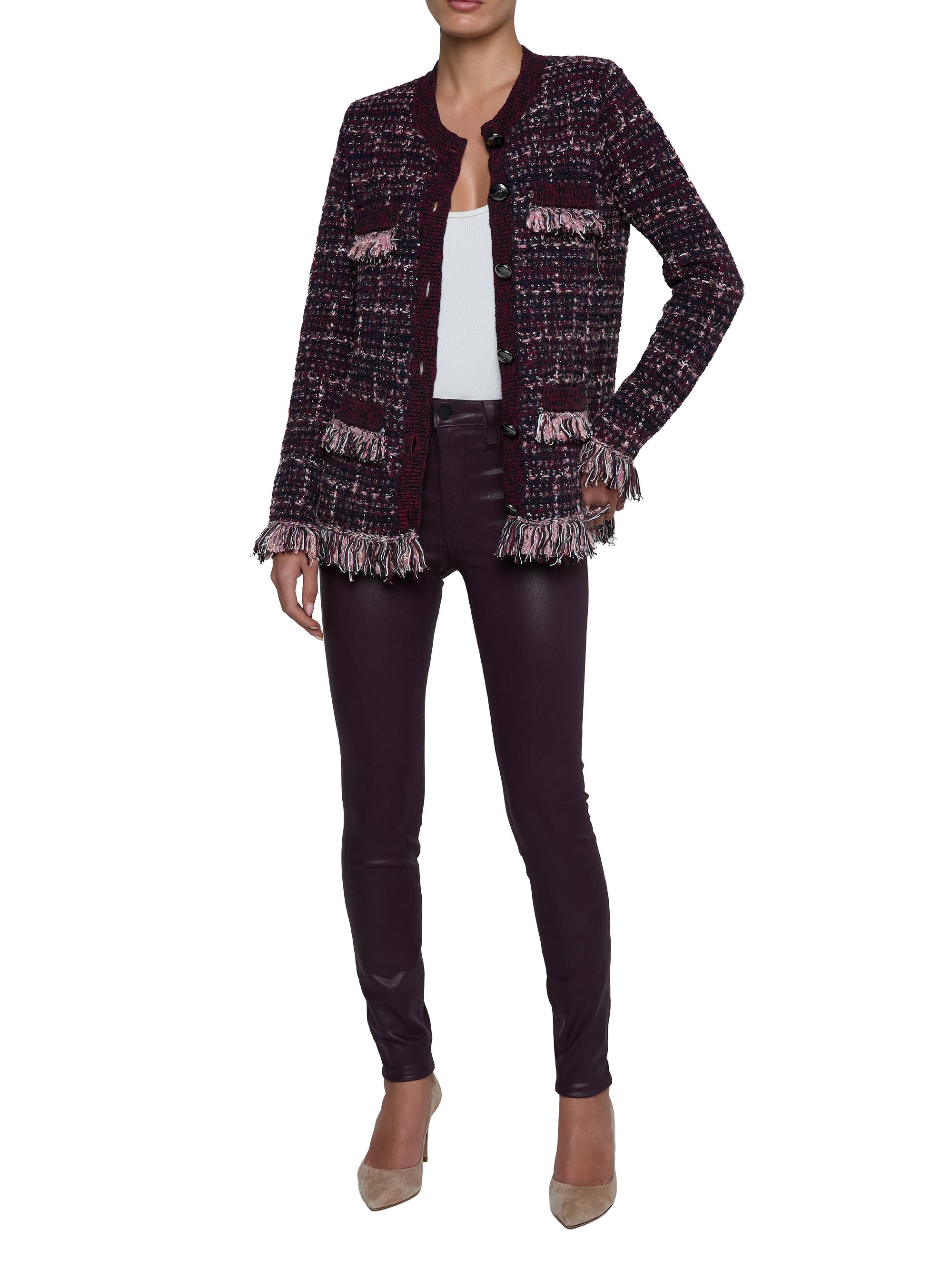 L'AGENCE Kastoria Fringe-Trim Cotton-Blend Tweed Cardigan | Saks
