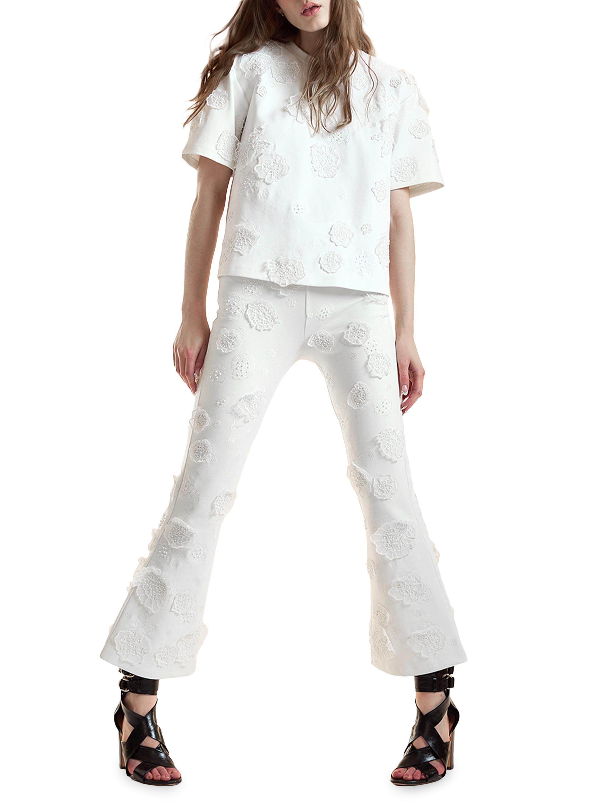 Cynthia Rowley Women's 3D Appliqué Floral Top - White