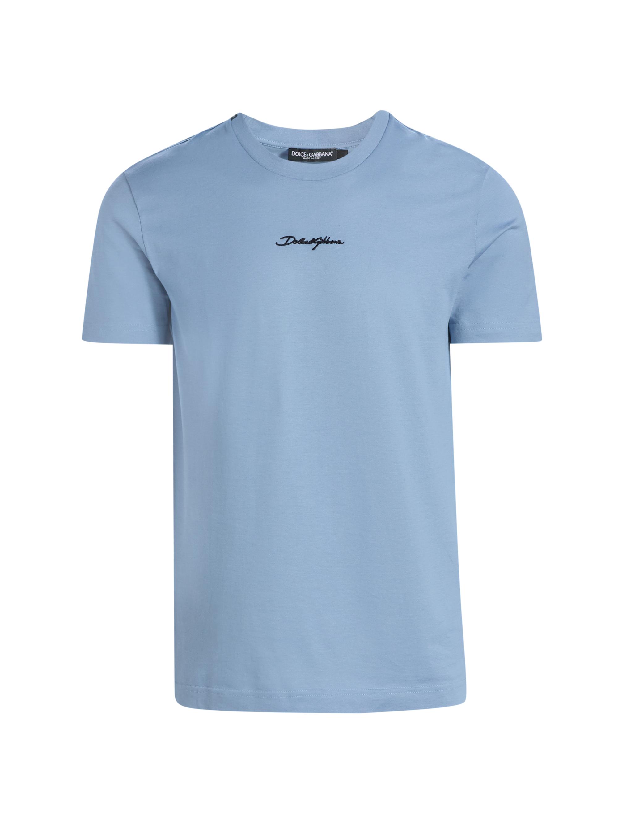 Dolce & Gabbana Men's Embroidered Logo Crewneck T-Shirt - Avio