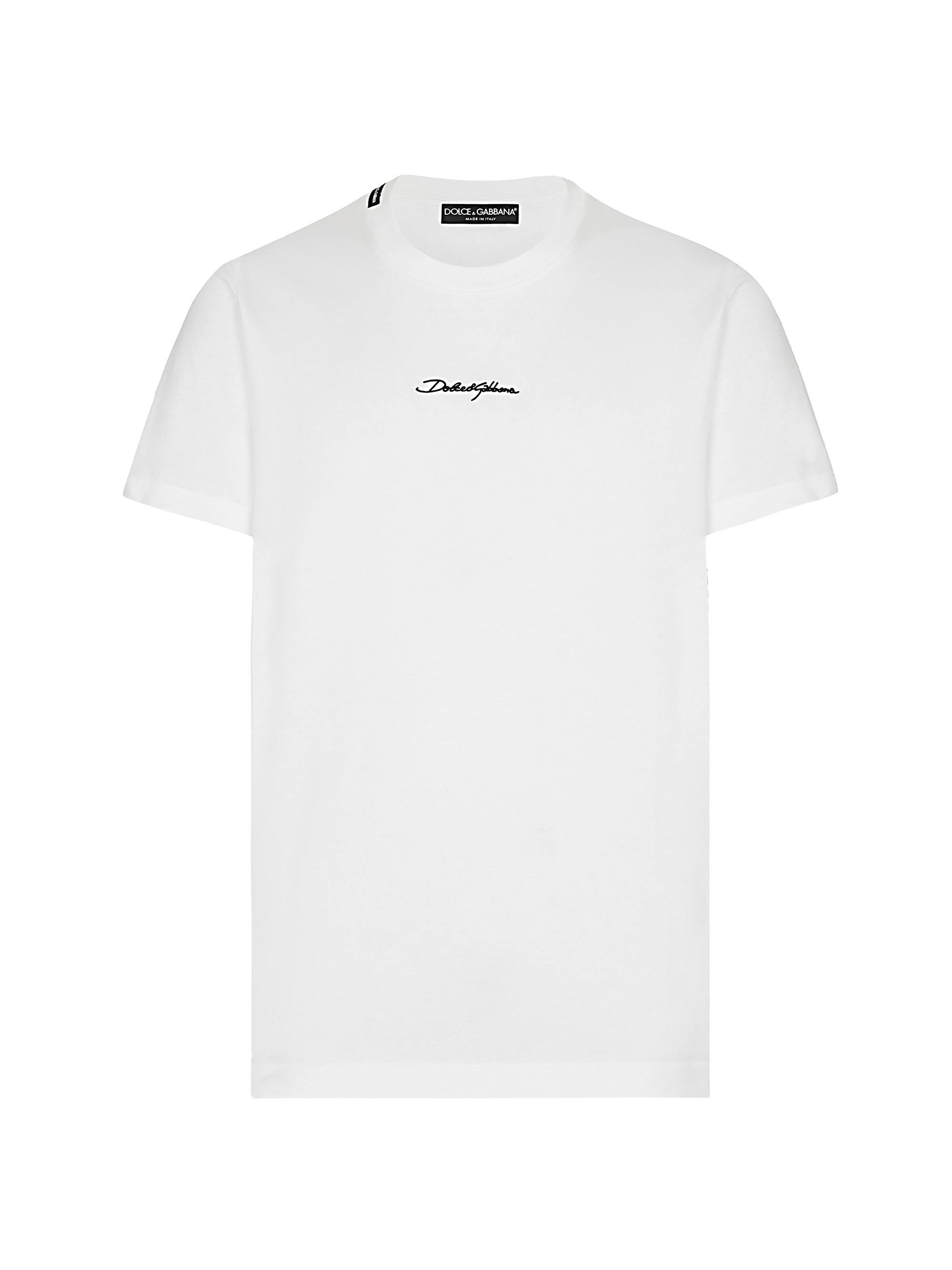 Dolce & Gabbana Men's Embroidered Logo Crewneck T-Shirt - Bianco