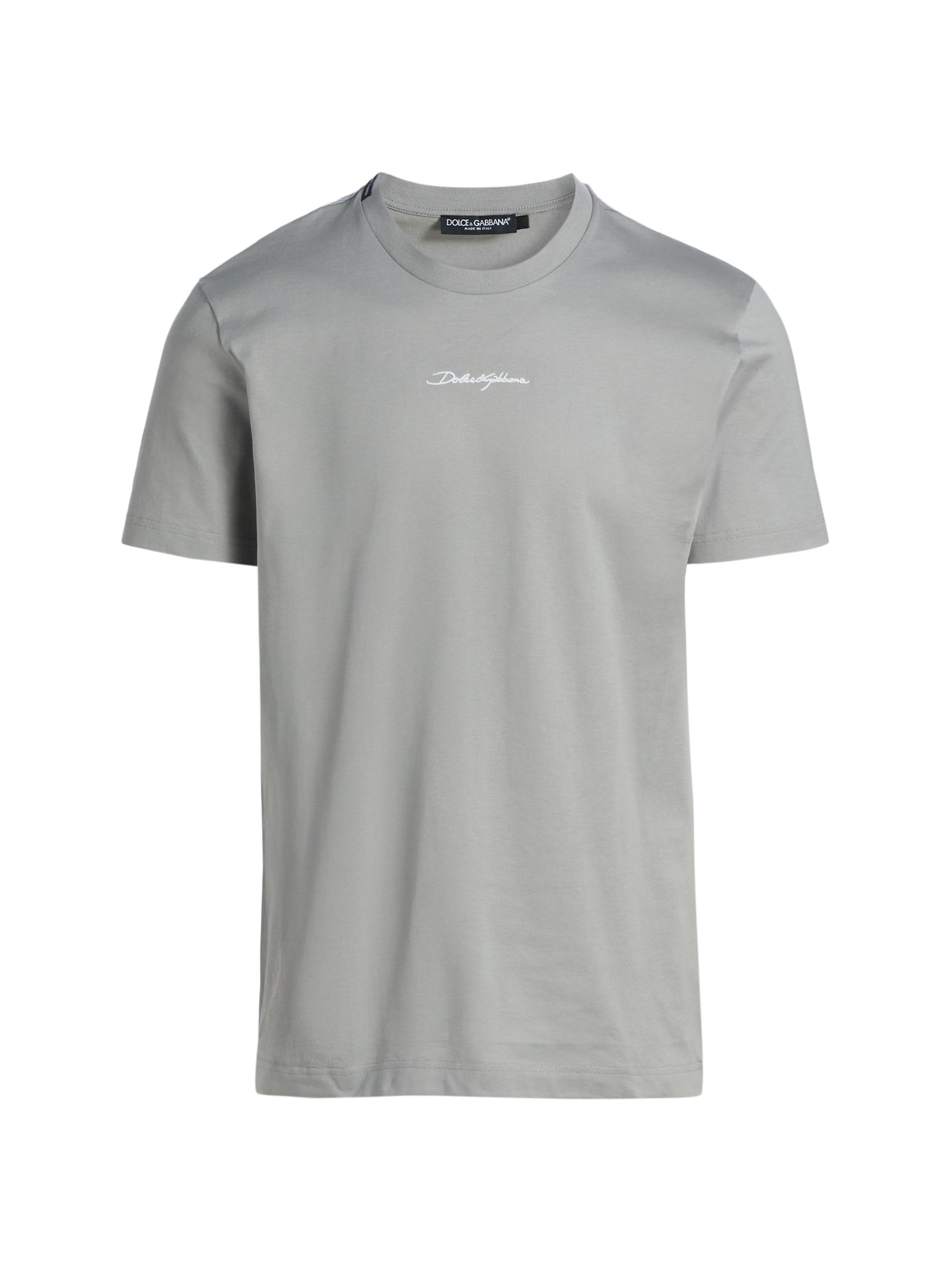 Dolce & Gabbana Men's Embroidered Logo Crewneck T-Shirt - Grigio Chiaro