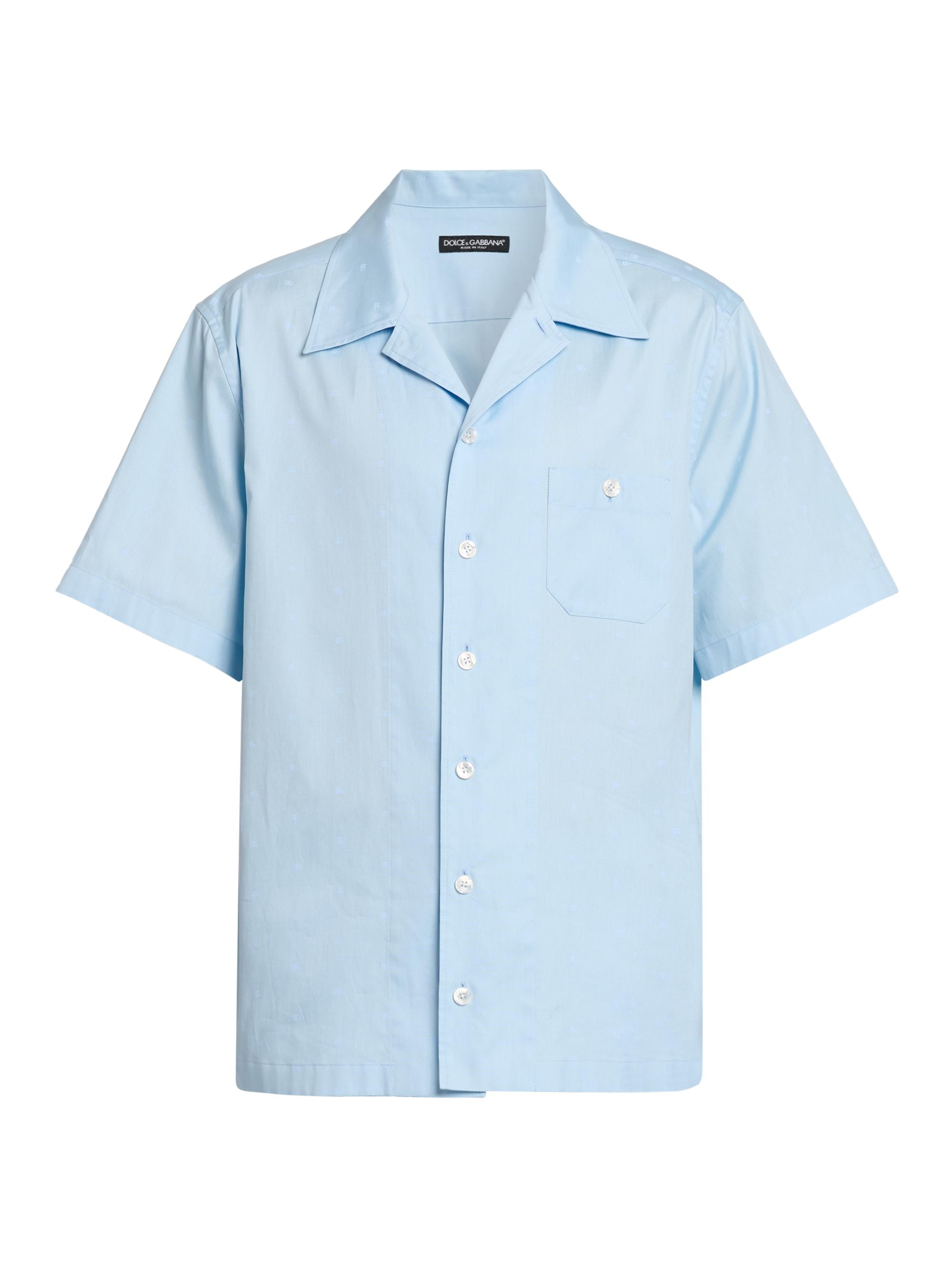 Dolce & Gabbana Men's Micro-Logo Cotton Poplin Short-Sleeve Shirt - Dg Piccolo Azzurro